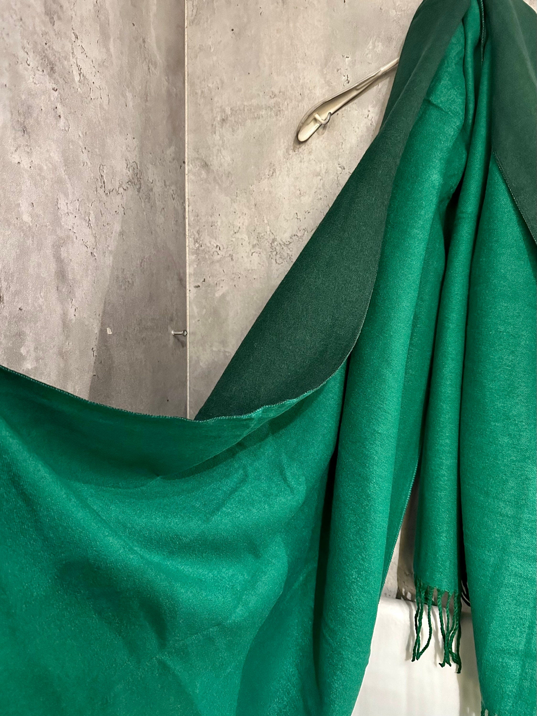 Double sided Two Toned Green Cashmere Blend Scarf/Men Women Scarf