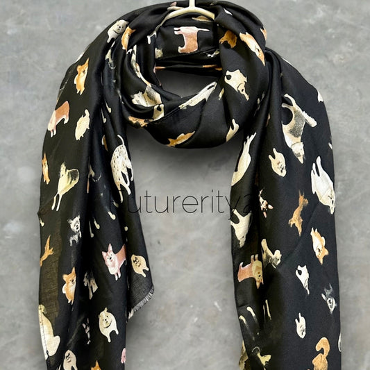 Black Dogs Pattern Scarf – A Versatile Gift for Mom, Her, and Any Occasion