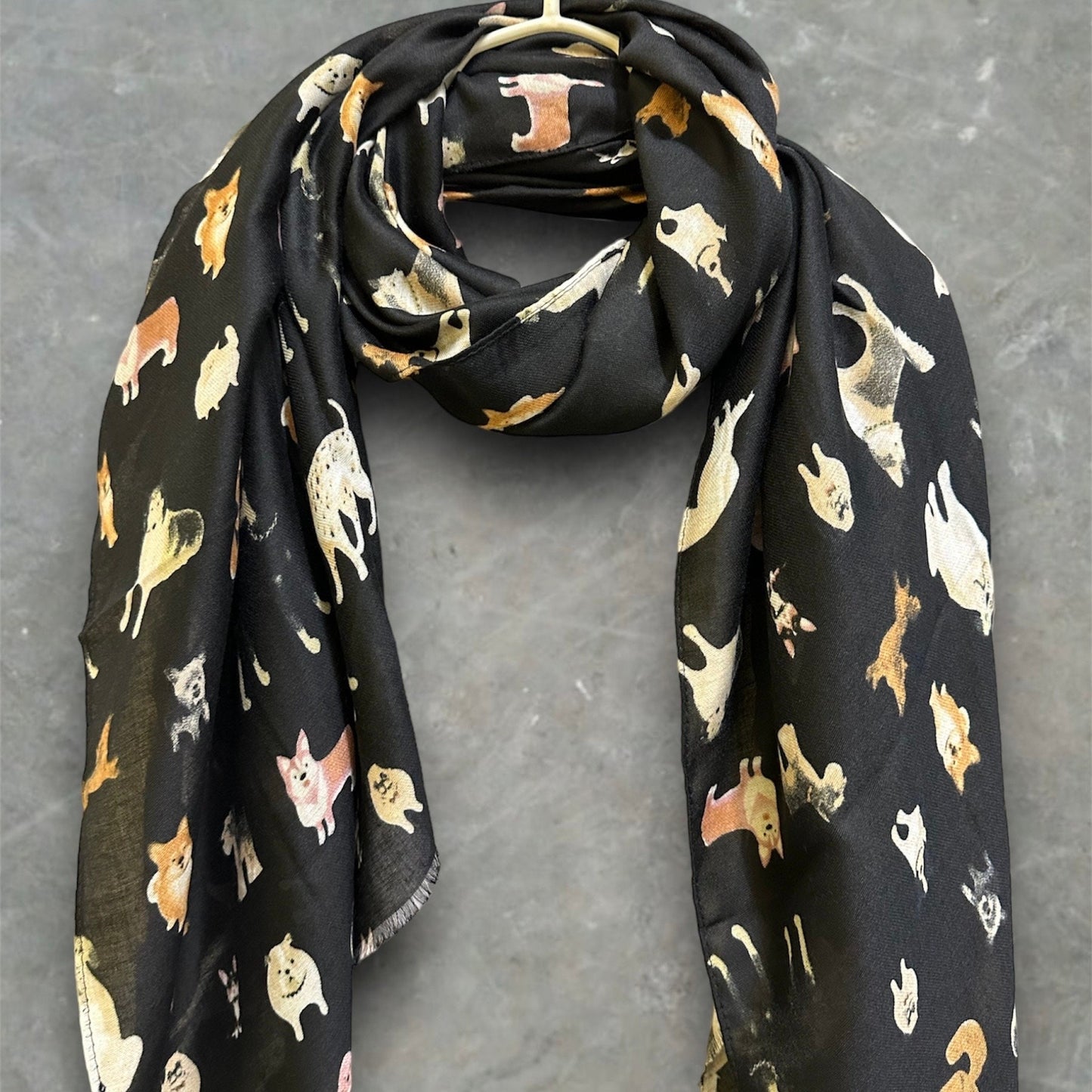 Black Dogs Pattern Scarf – A Versatile Gift for Mom, Her, and Any Occasion