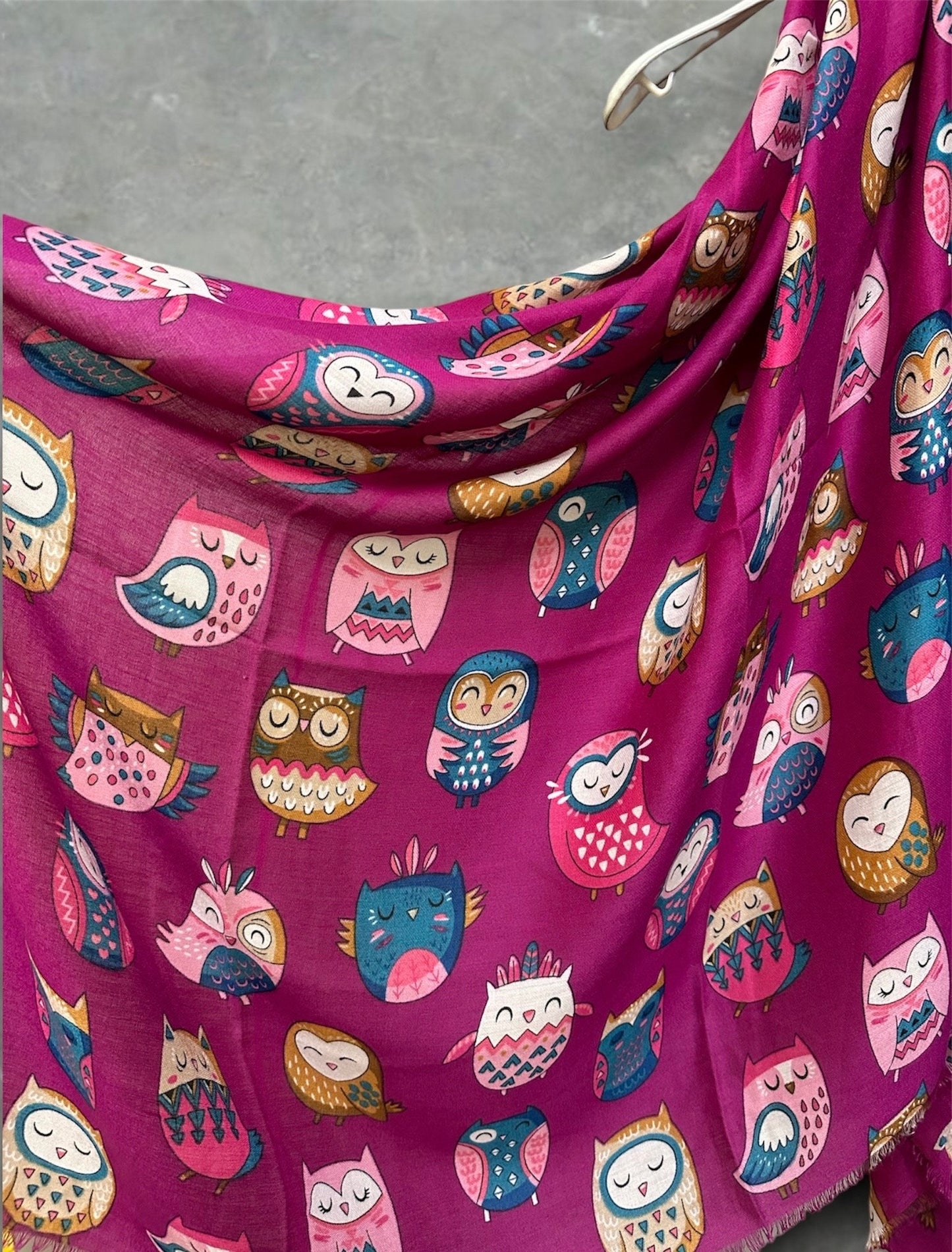 Charming Owls Pattern Pink Scarf – Perfect All-Season Gift for Mom and Her.