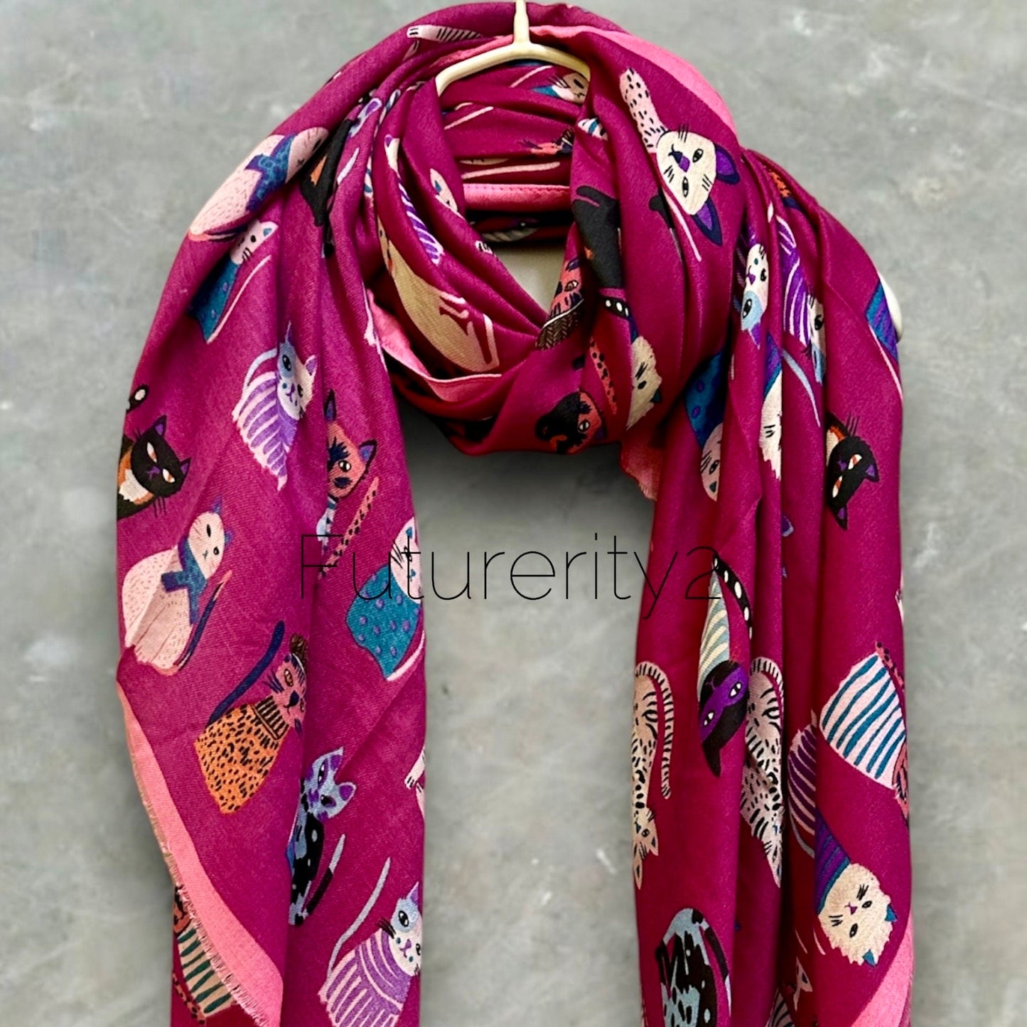 Charming Cats Pink Scarf – Ideal for Gifting All Year Round