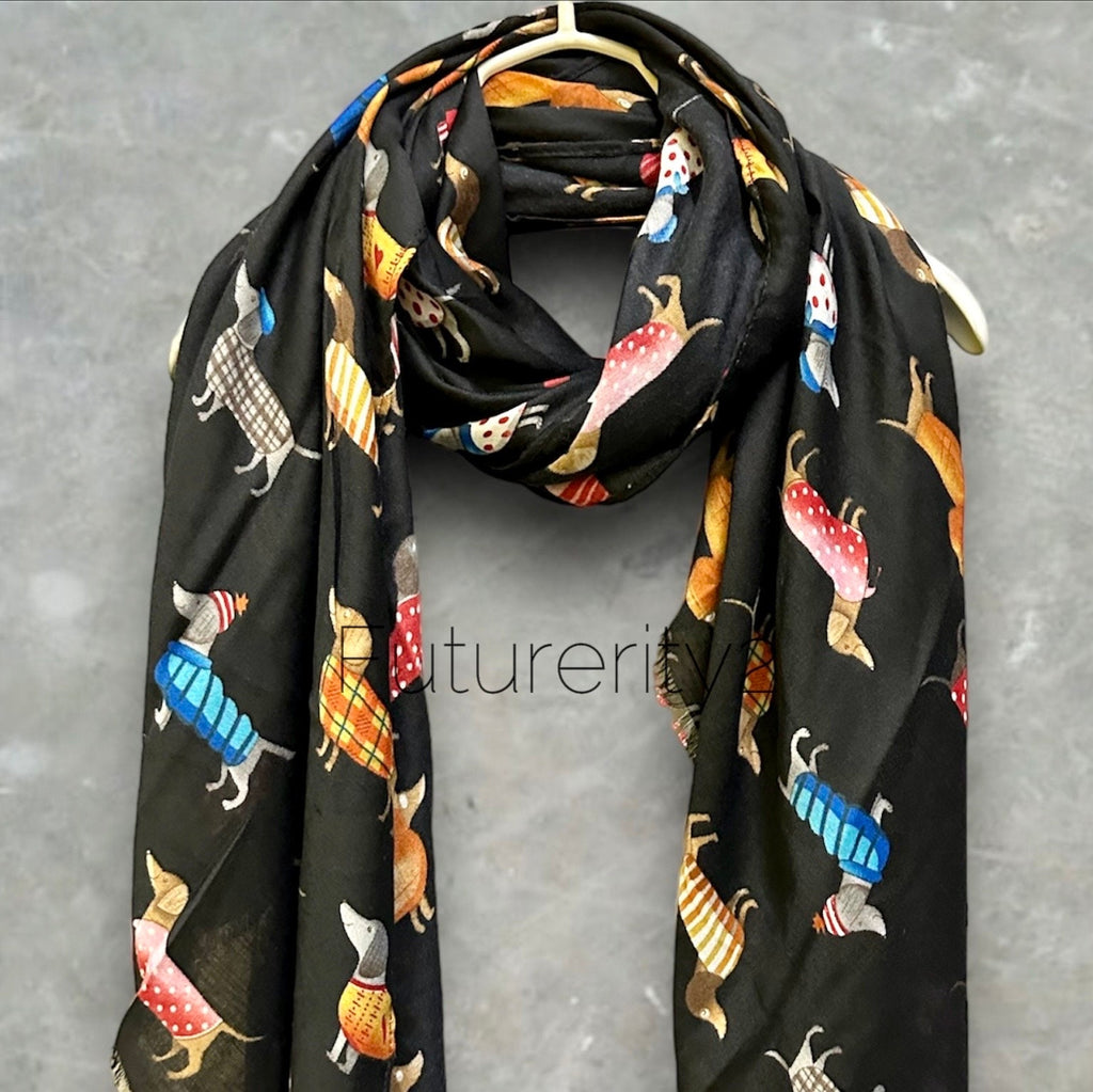 Dachshund Dog Black Scarf – A Delightful Gift for Mom and Her All Year Round.