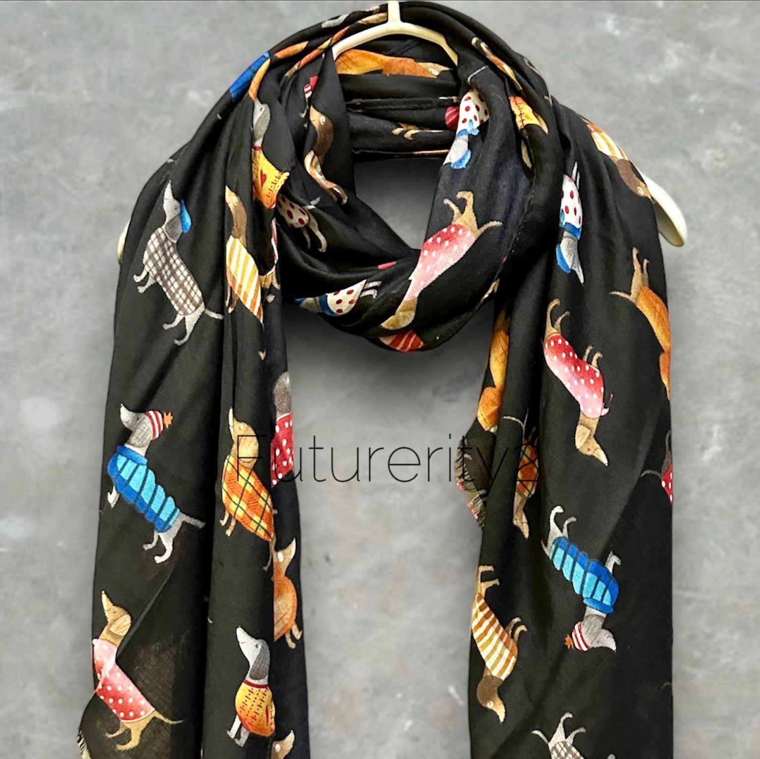 Dachshund Dog Black Scarf – A Delightful Gift for Mom and Her All Year Round.