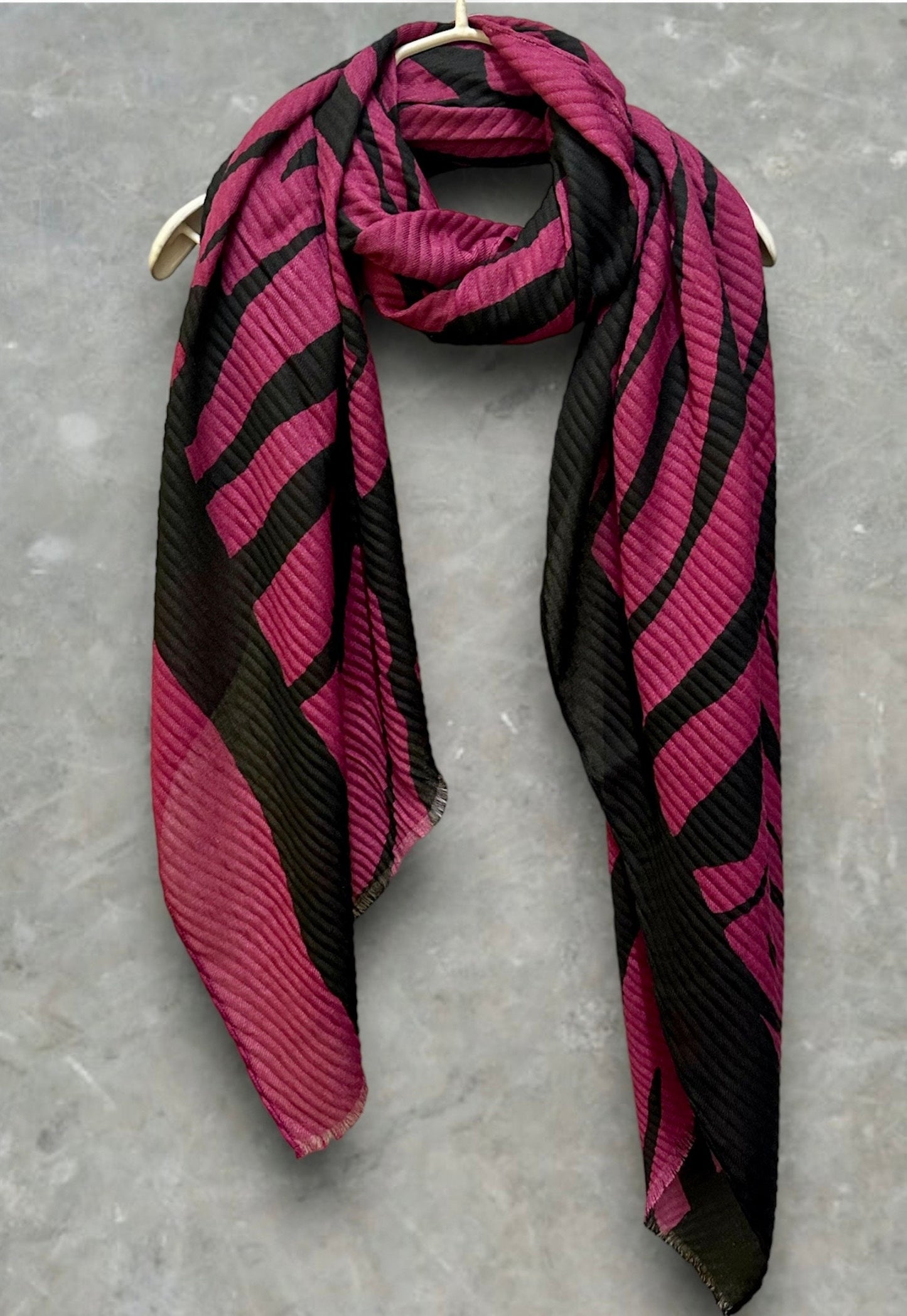 Zebra Stripes Pattern Scarf in Pink and Purple.Versatile Cotton Blend for Summer,Autumn and Winter.Perfect for Her Birthday or Christmas.