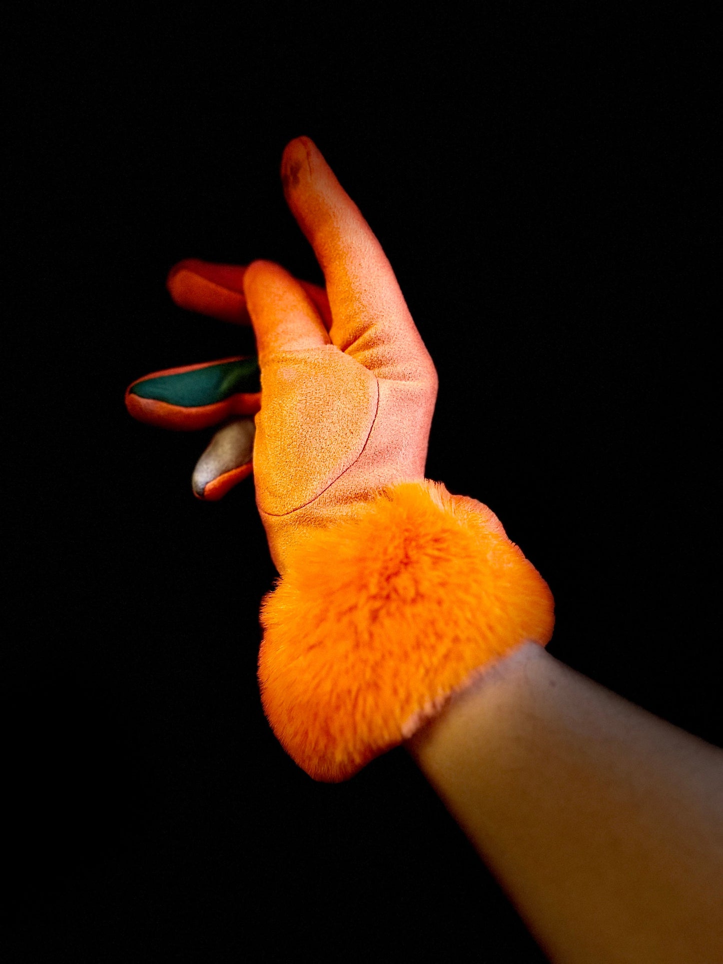 Orange Faux Suede Gloves with Faux Fur,Winter Gloves,Stretch Suede Fabric Women Gloves,Great Gifts for Mom,Her,Birthday and Christmas