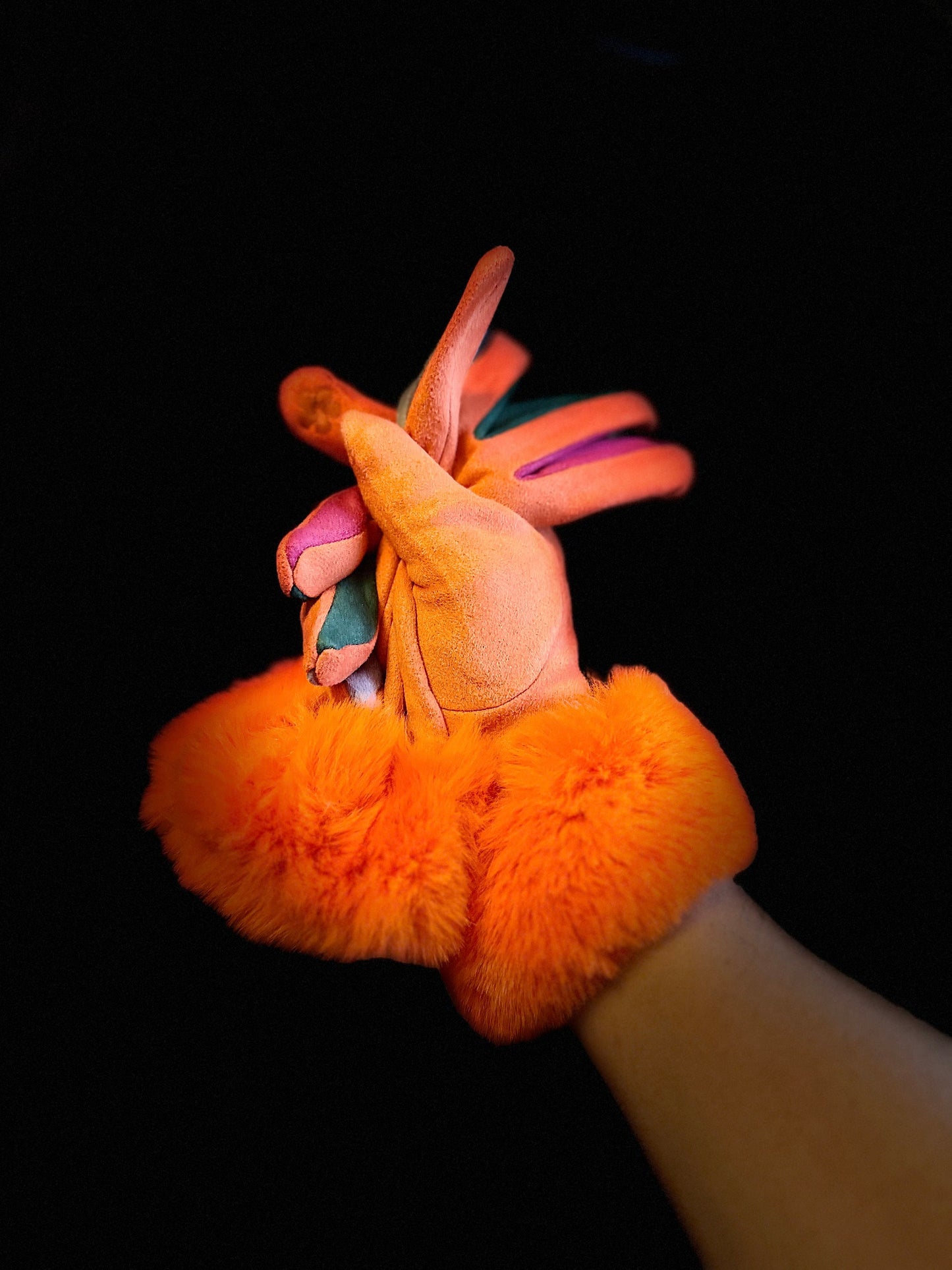 Orange Faux Suede Gloves with Faux Fur,Winter Gloves,Stretch Suede Fabric Women Gloves,Great Gifts for Mom,Her,Birthday and Christmas