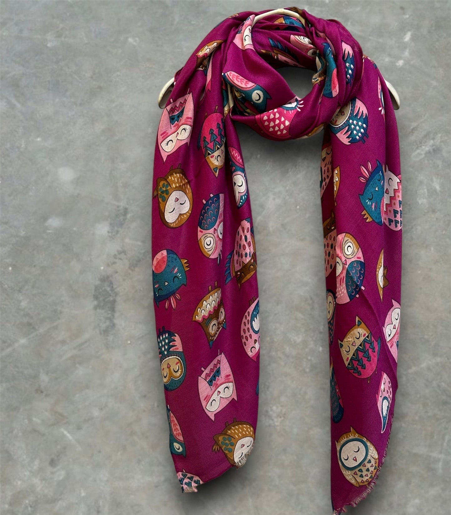 Charming Owls Pattern Pink Scarf – Perfect All-Season Gift for Mom and Her.