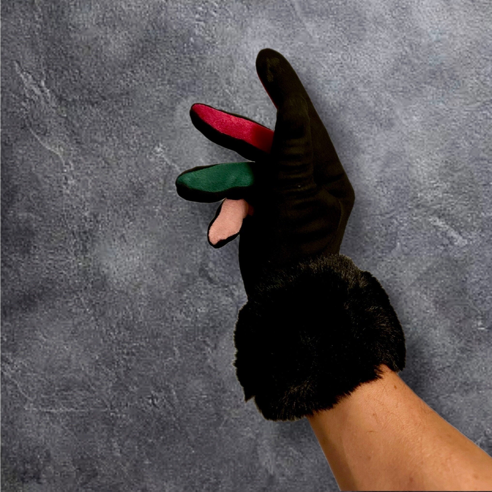 Black Faux Suede Gloves with Faux Fur,Winter Gloves,Stretch Suede Fabric Women Gloves,Great Gifts for Mom,Her,Birthday and Christmas