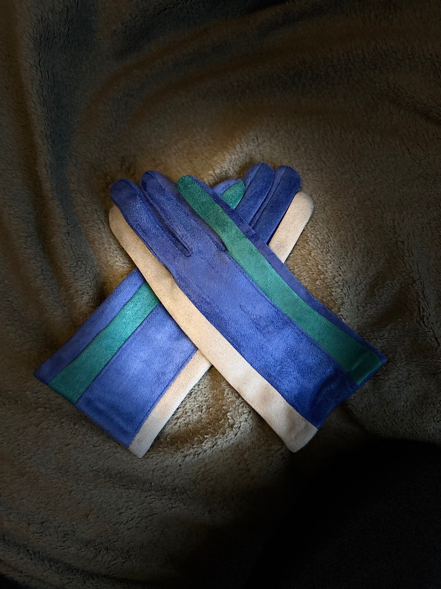 The Tri-Color Glove in Blue,Grey and Green for Women,Women Glove,Winter Gloves,Gifts for Mom,Her,Birthday and Christmas