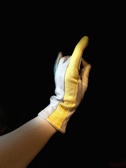 The Tri-Color Glove in Grey,Yellow and Green,Women Glove,Winter Gloves,Gifts for Mom,Her,Birthday and Christmas