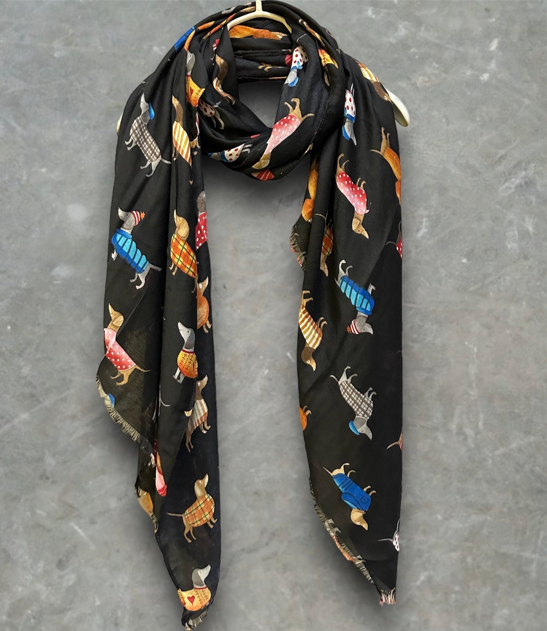 Dachshund Dog Black Scarf – A Delightful Gift for Mom and Her All Year Round.