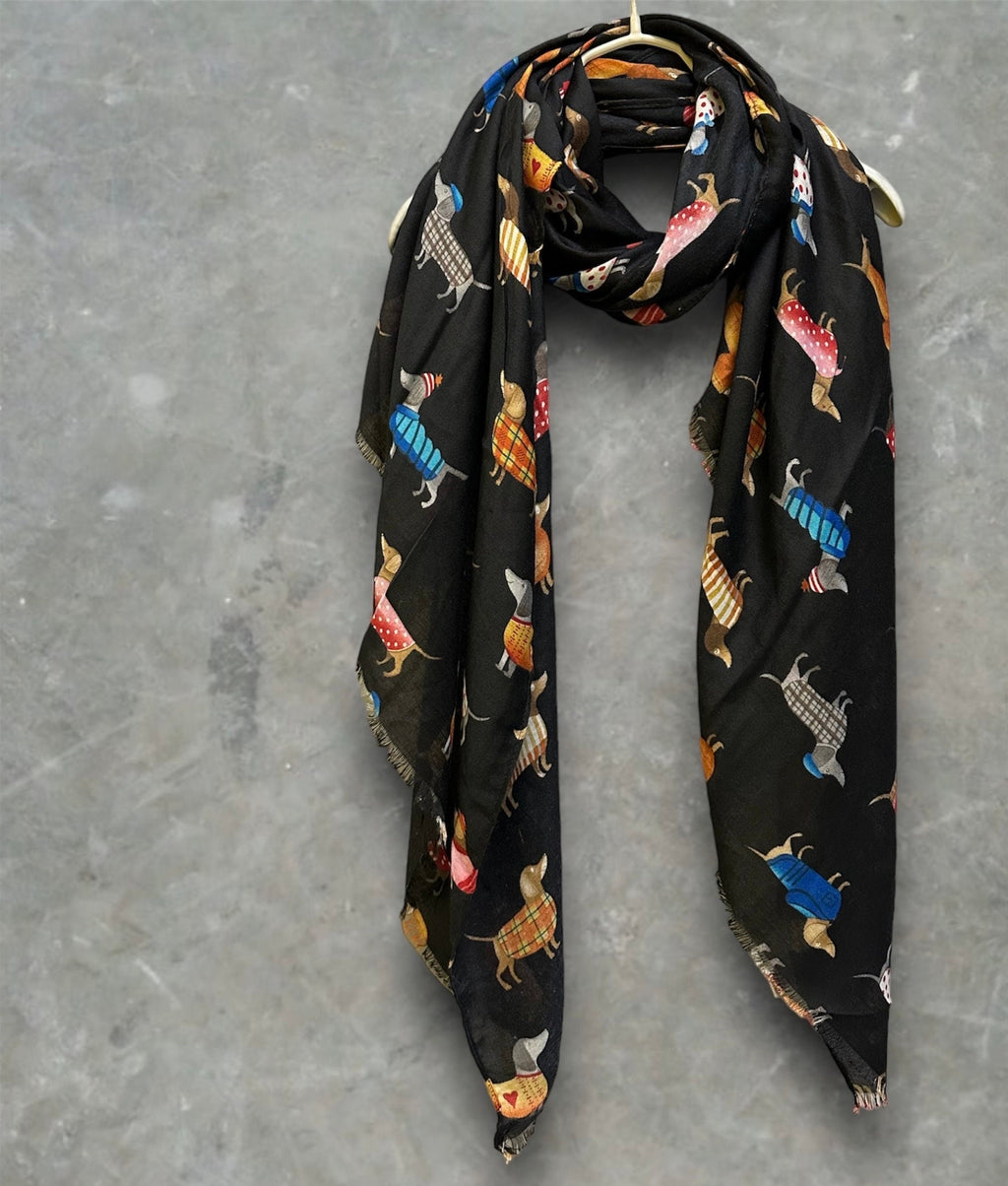 Dachshund Dog Black Scarf – A Delightful Gift for Mom and Her All Year Round.