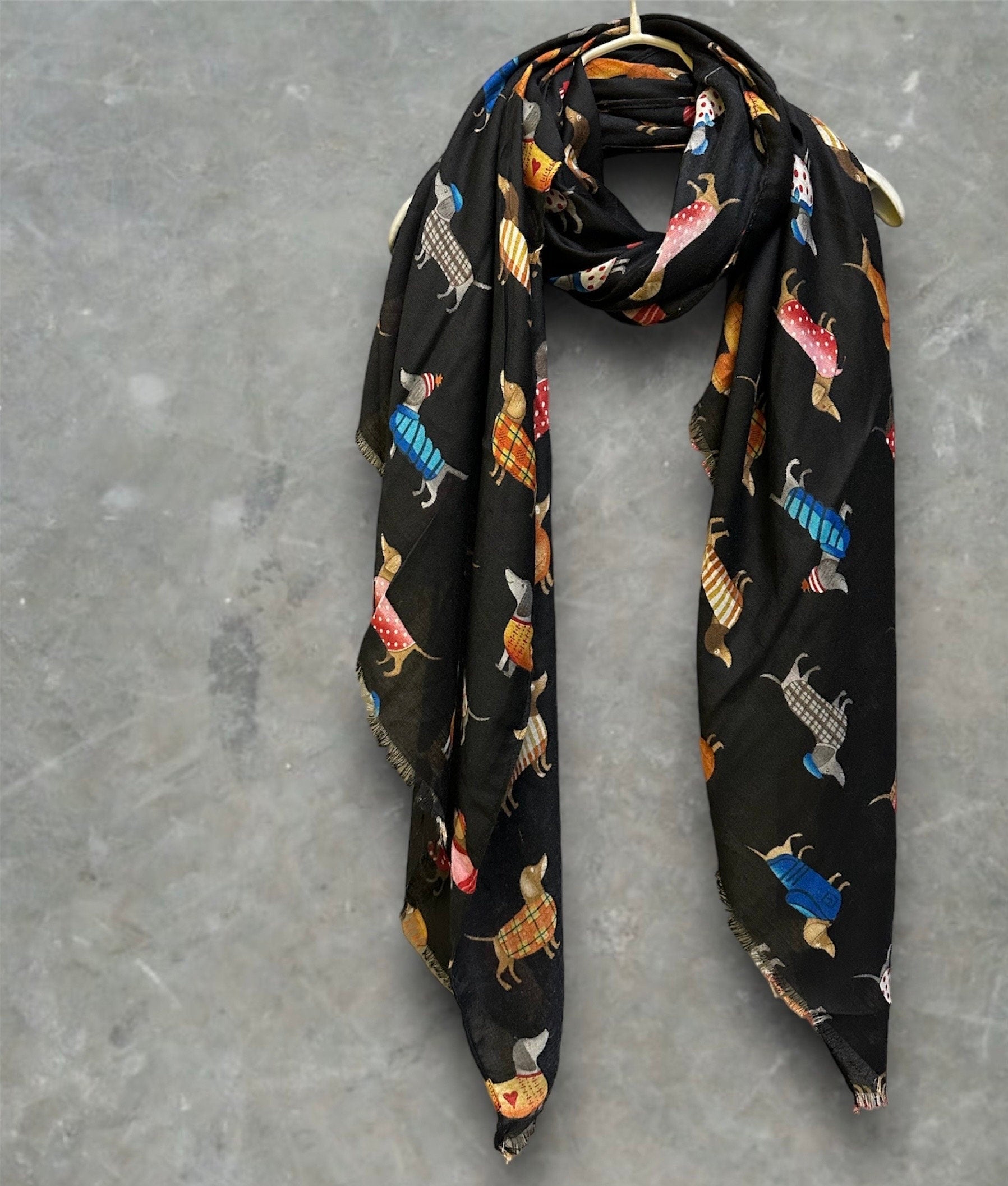 Dachshund Dog Black Scarf – A Delightful Gift for Mom and Her All Year Round.