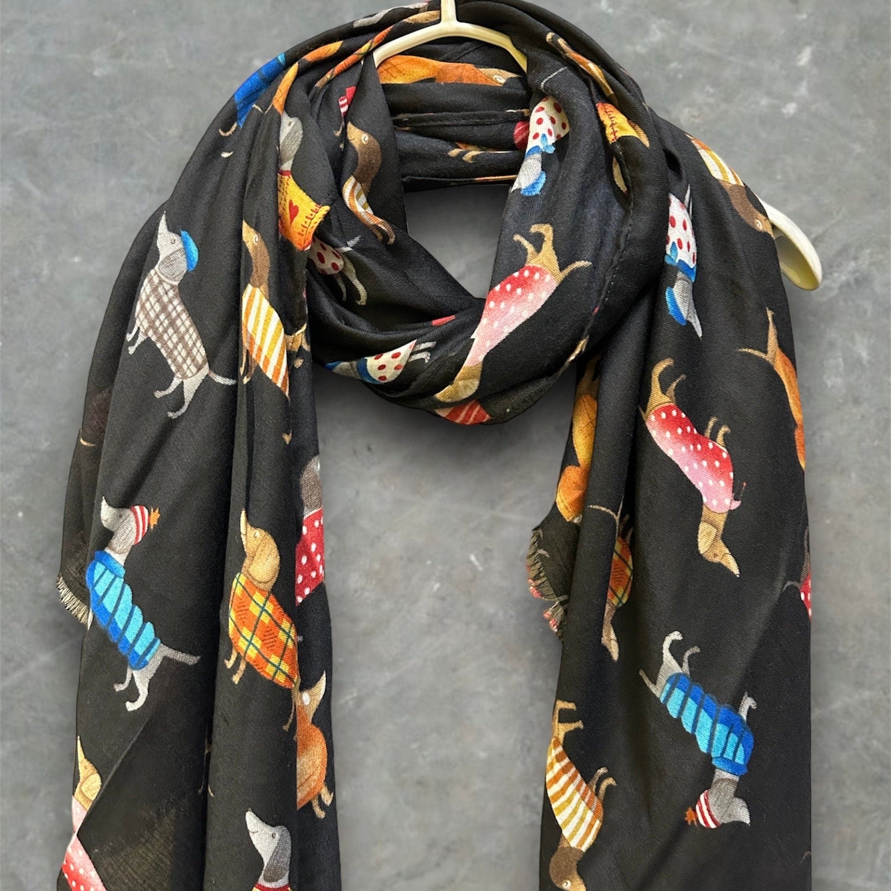 Dachshund Dog Black Scarf – A Delightful Gift for Mom and Her All Year Round.