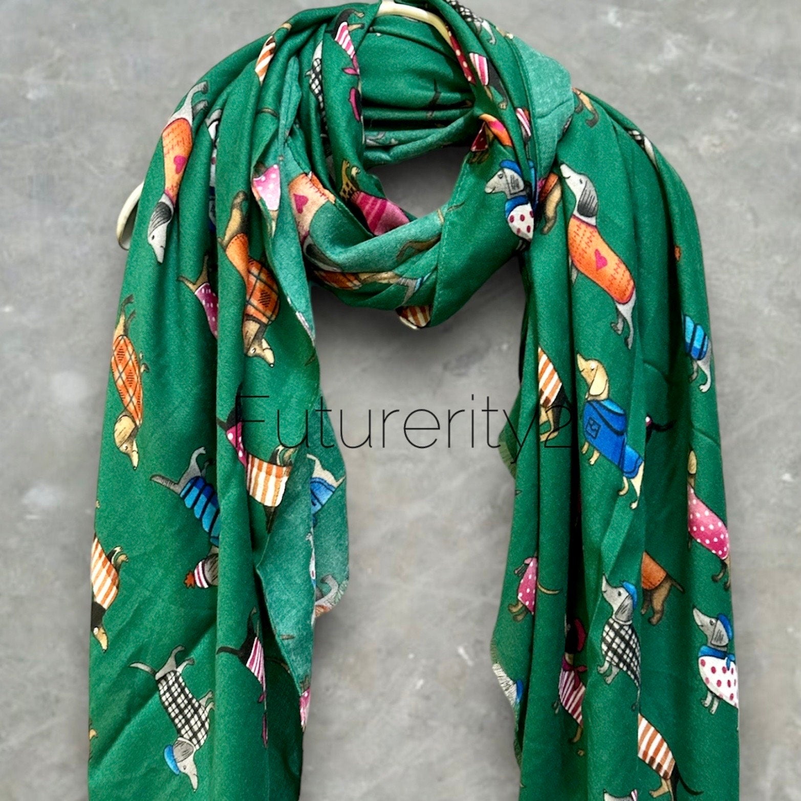Dachshund Dog Green Scarf – A Delightful Gift for Mom and Her All Year Round