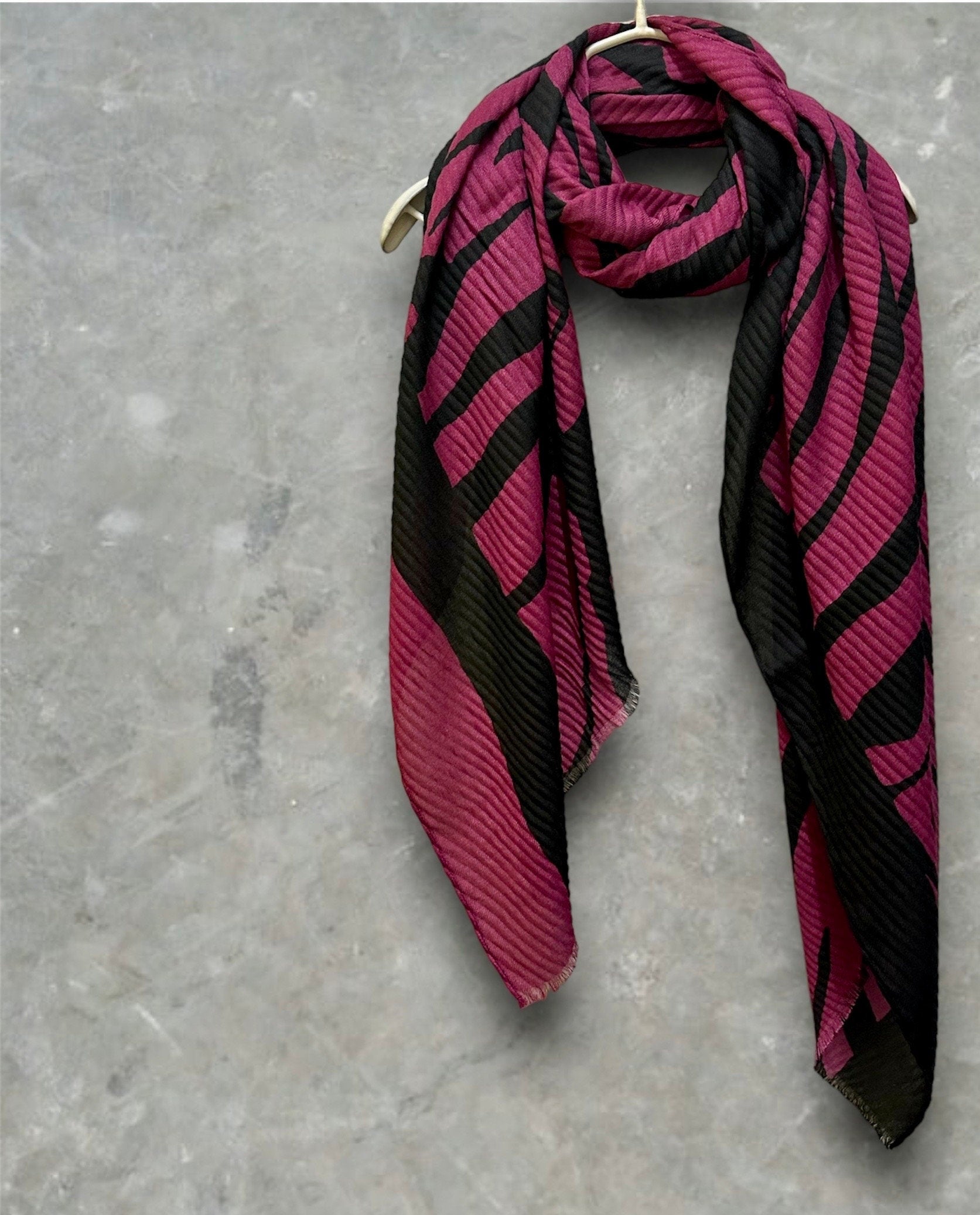 Zebra Stripes Pattern Scarf in Pink and Purple.