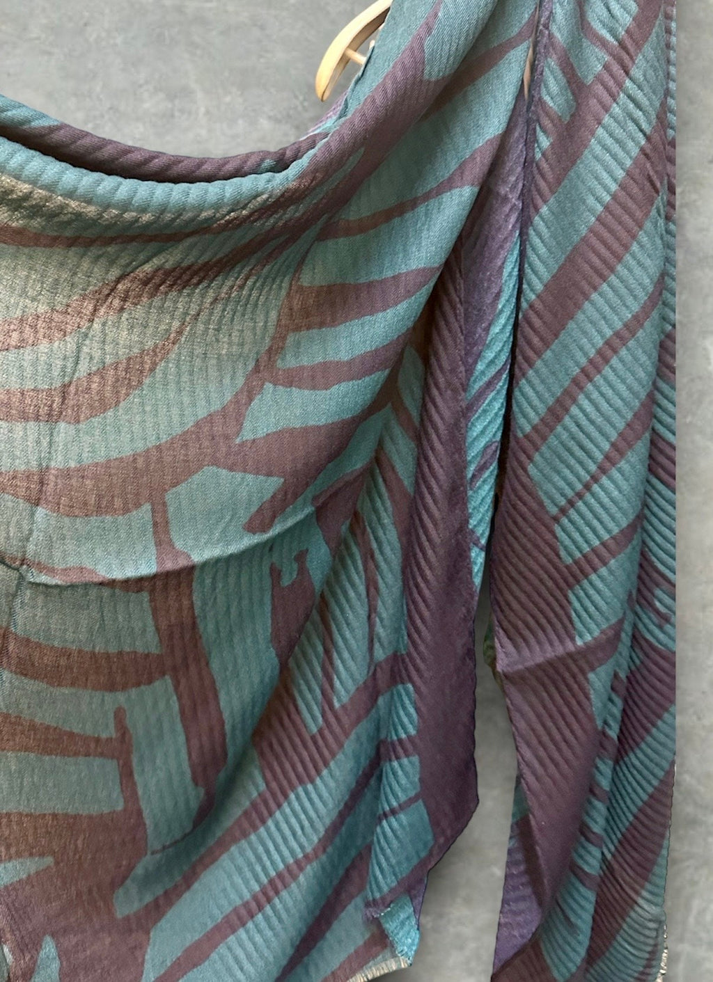 Zebra Stripes Pattern Teal Blue Cotton Blend Scarf