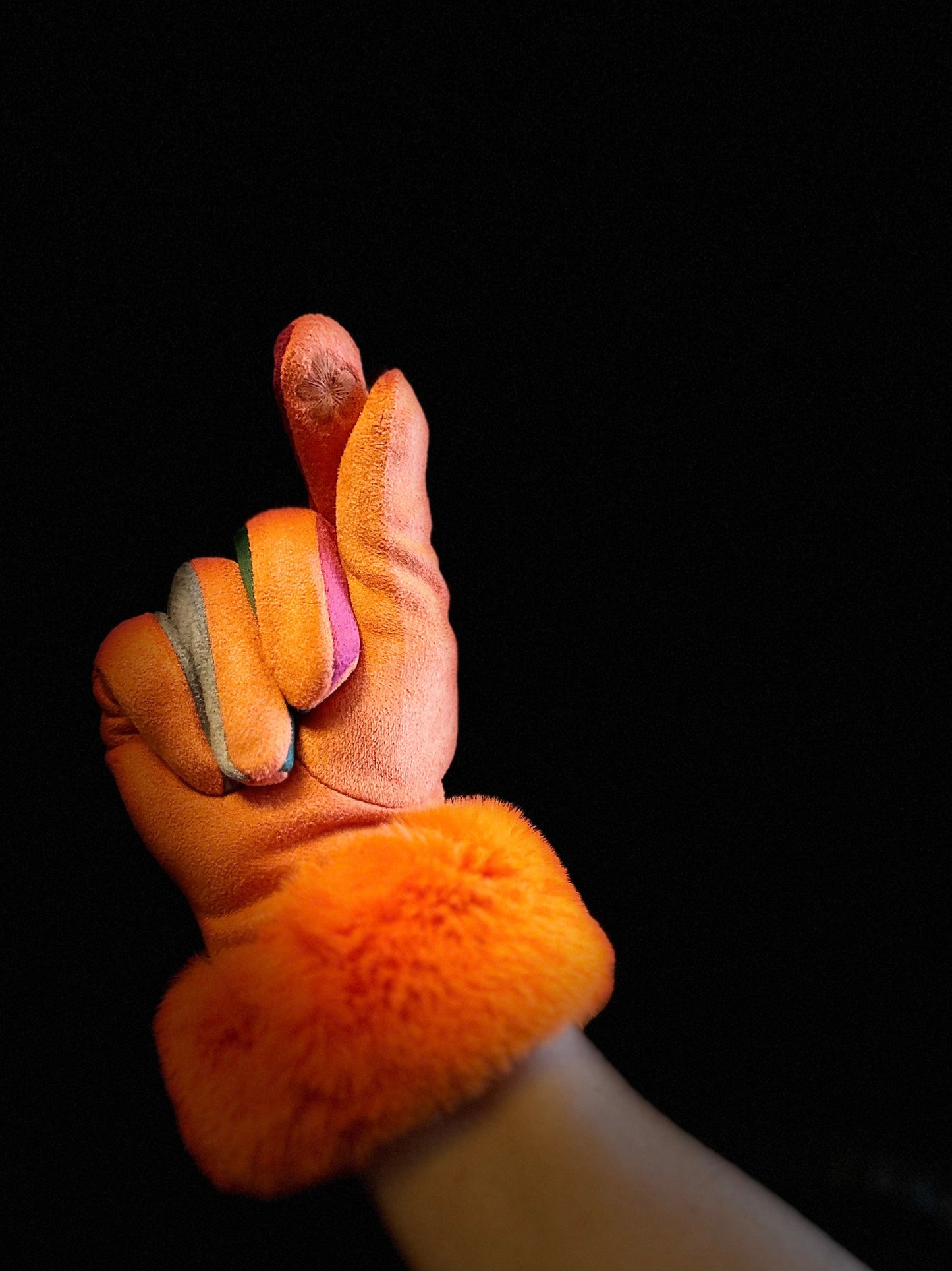 Orange Faux Suede Gloves with Faux Fur,Winter Gloves,Stretch Suede Fabric Women Gloves,Great Gifts for Mom,Her,Birthday and Christmas