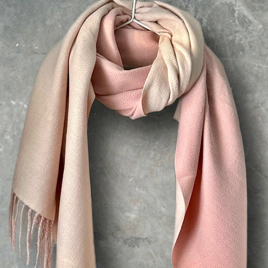 Plain Double-sided Cashmere Scarf in Pink and Beige,Winter Scarf,Scarf Women,Gift for Mom,Her,Birthday and Christmas.