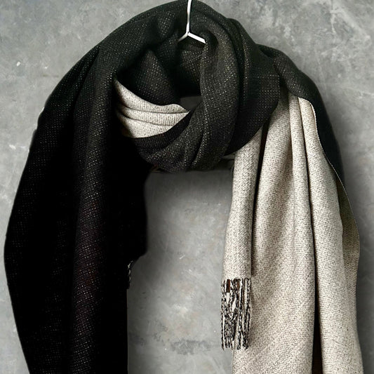 Two-Toned Black Grey Double-Sided Cashmere Scarf,Unisex Winter Scarf for Men and Women,ideal Gift for Mom,Her,on Birthdays and Christmas