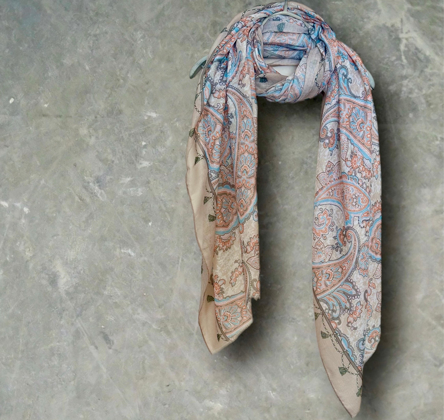 Beige Paisley Pattern Cotton Scarf, Ideal Gifts for Women on Mother's Day,Birthdays,Christmas,Versatile for All Seasons