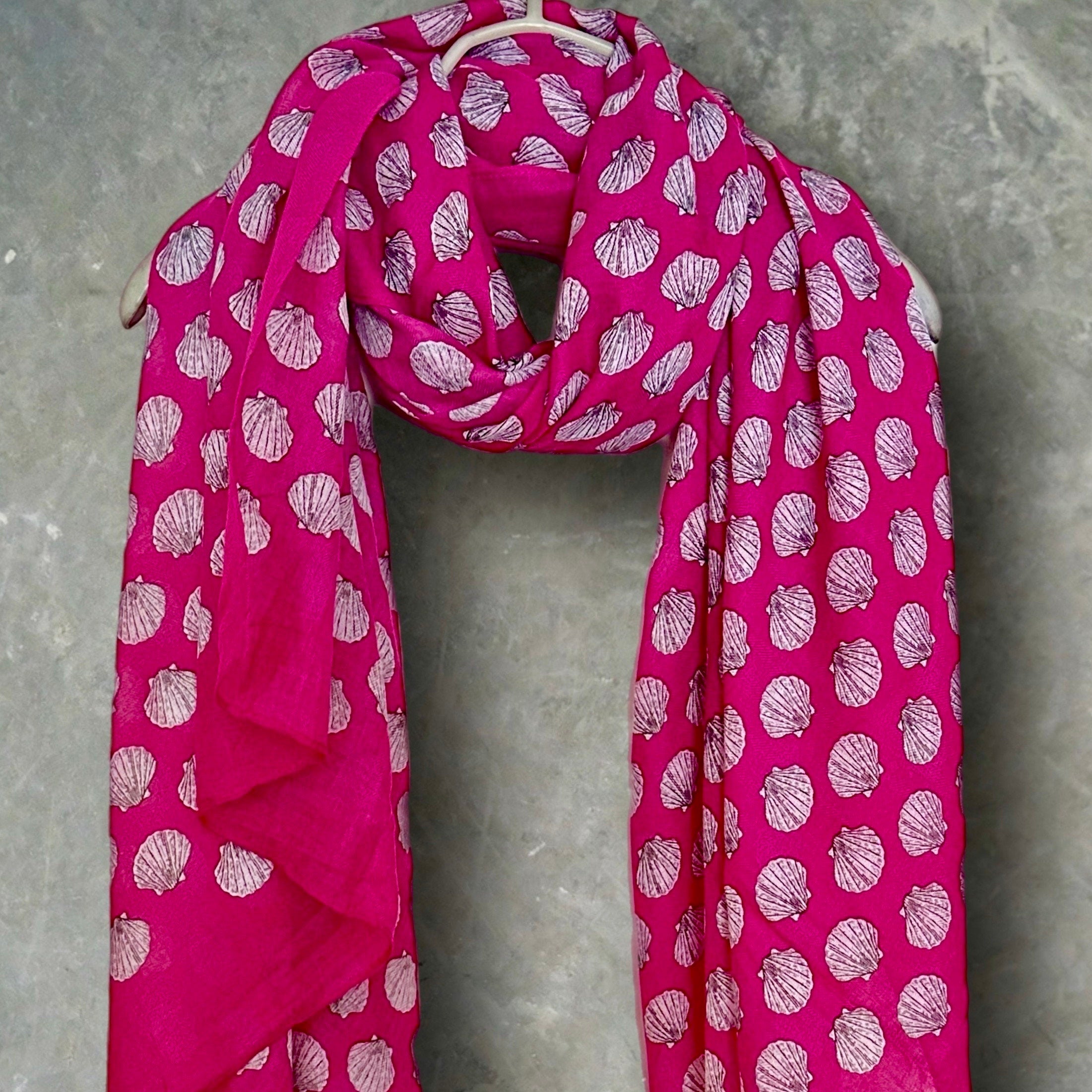 Fuchsia Pink Seashell Pattern Women's Scarf
