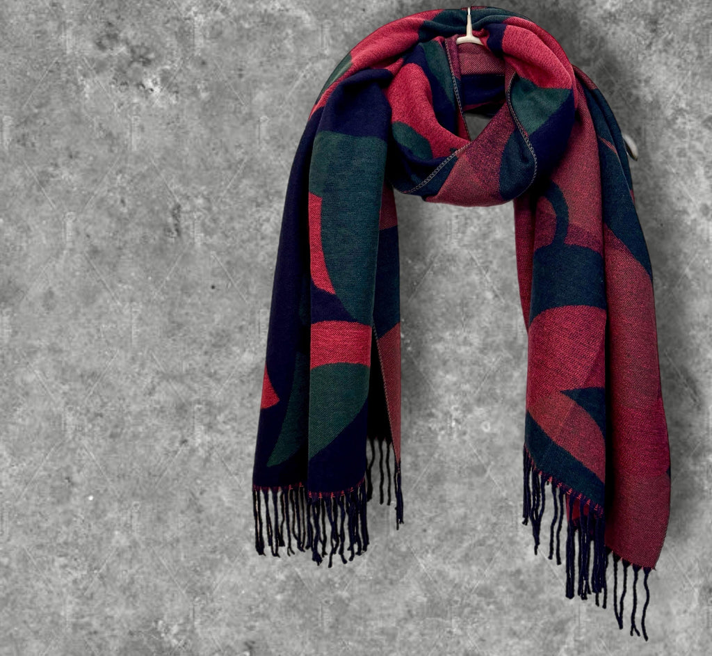 Eligant Cashmere Scarf Featuring Geometric Pattern in Pink/Green/Blue