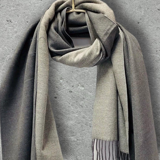 Double Sided Two Tone Grey Cashmere Blend Scarf/Autumn Winter Scarf/Scarf Women/Gifts For Mom/Gifts For Her/Christmas Gifts/Birthday Gifts