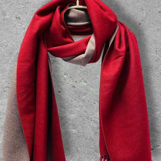 Double Sided Maroon Red Grey Cashmere Blend Scarf/Autumn Winter Scarf/Scarf Women/Gifts For Mom/Gifts For Her/Christmas Gifts/Birthday Gifts