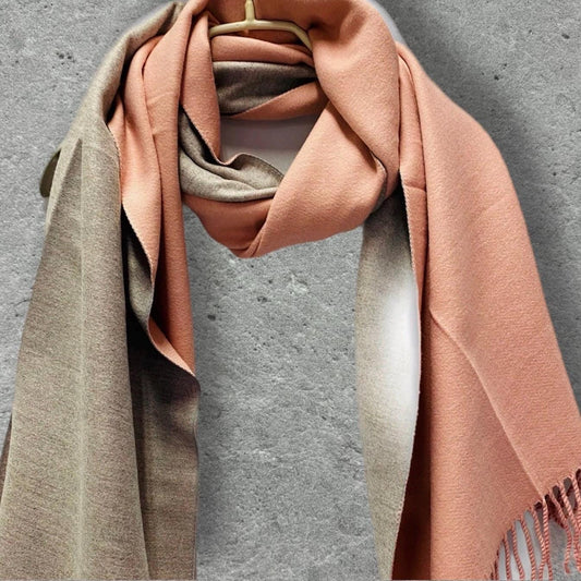 Double Sided Pink Grey Cashmere Blend Scarf/Autumn Winter Scarf/Scarf Women/Gifts For Mom/Gifts For Her/Christmas Gifts/Birthday Gifts