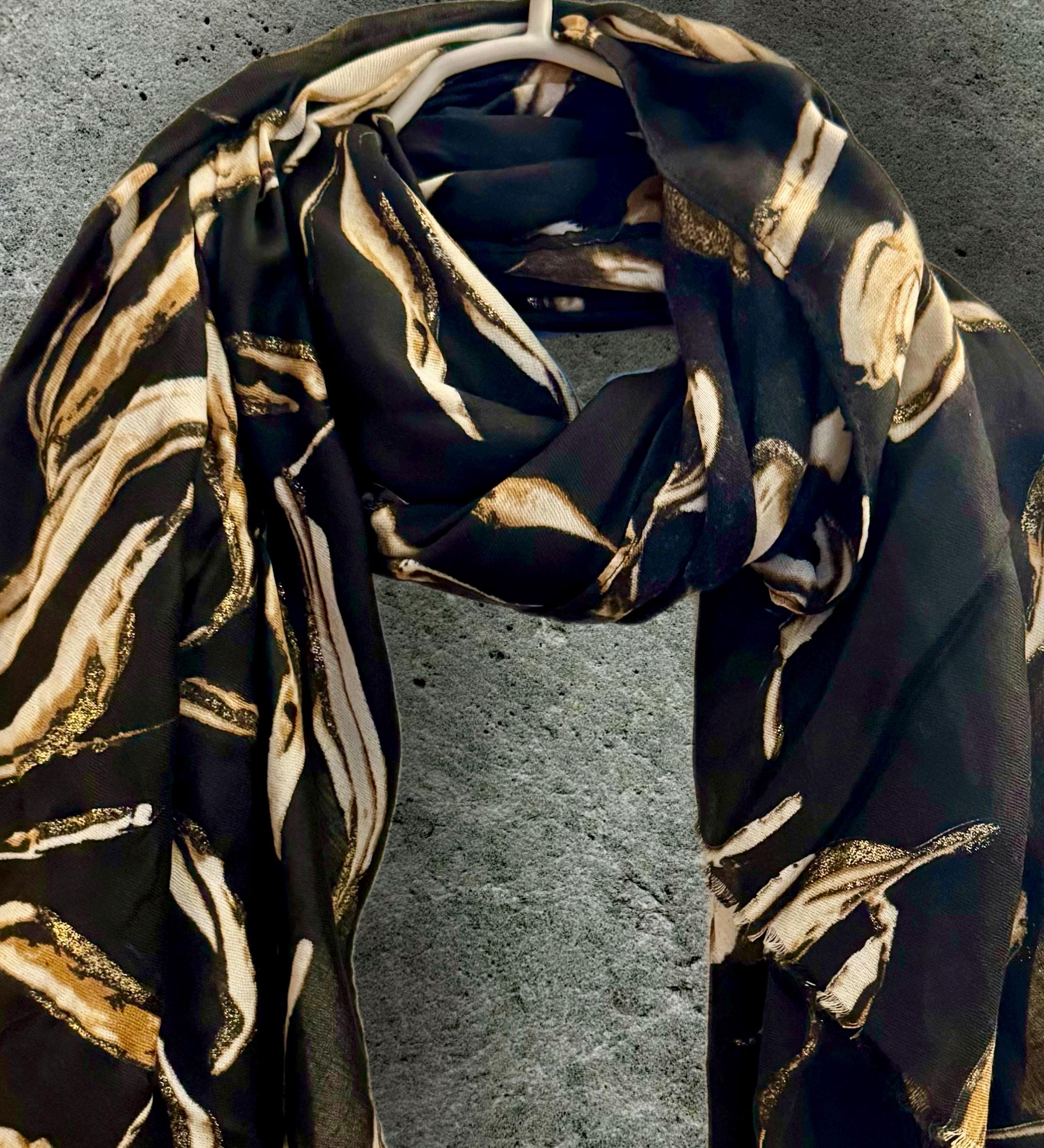 Elegant Black Scarf Adorned Sketch Tulip Flowers with Gold Accents-for All season,Perfect Gifts for Her,Mom,Wife,Birthday or Christmas