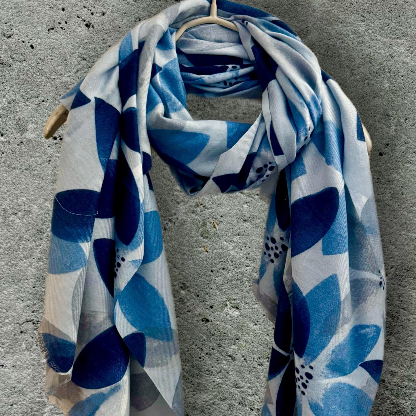 Blue Scarf with Geometric Petals Pattern,Ideal for All Season,A Thoughful Gifts for Her,Mother,Birthday or Christmas