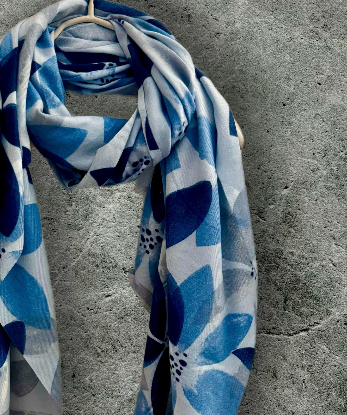 Blue Scarf with Geometric Petals Pattern,Ideal for All Season,A Thoughful Gifts for Her,Mother,Birthday or Christmas