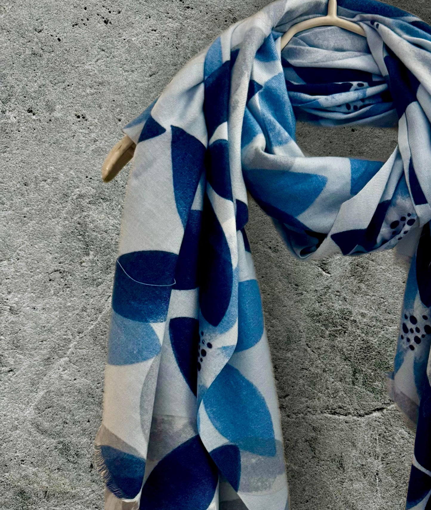 Blue Scarf with Geometric Petals Pattern,Ideal for All Season,A Thoughful Gifts for Her,Mother,Birthday or Christmas