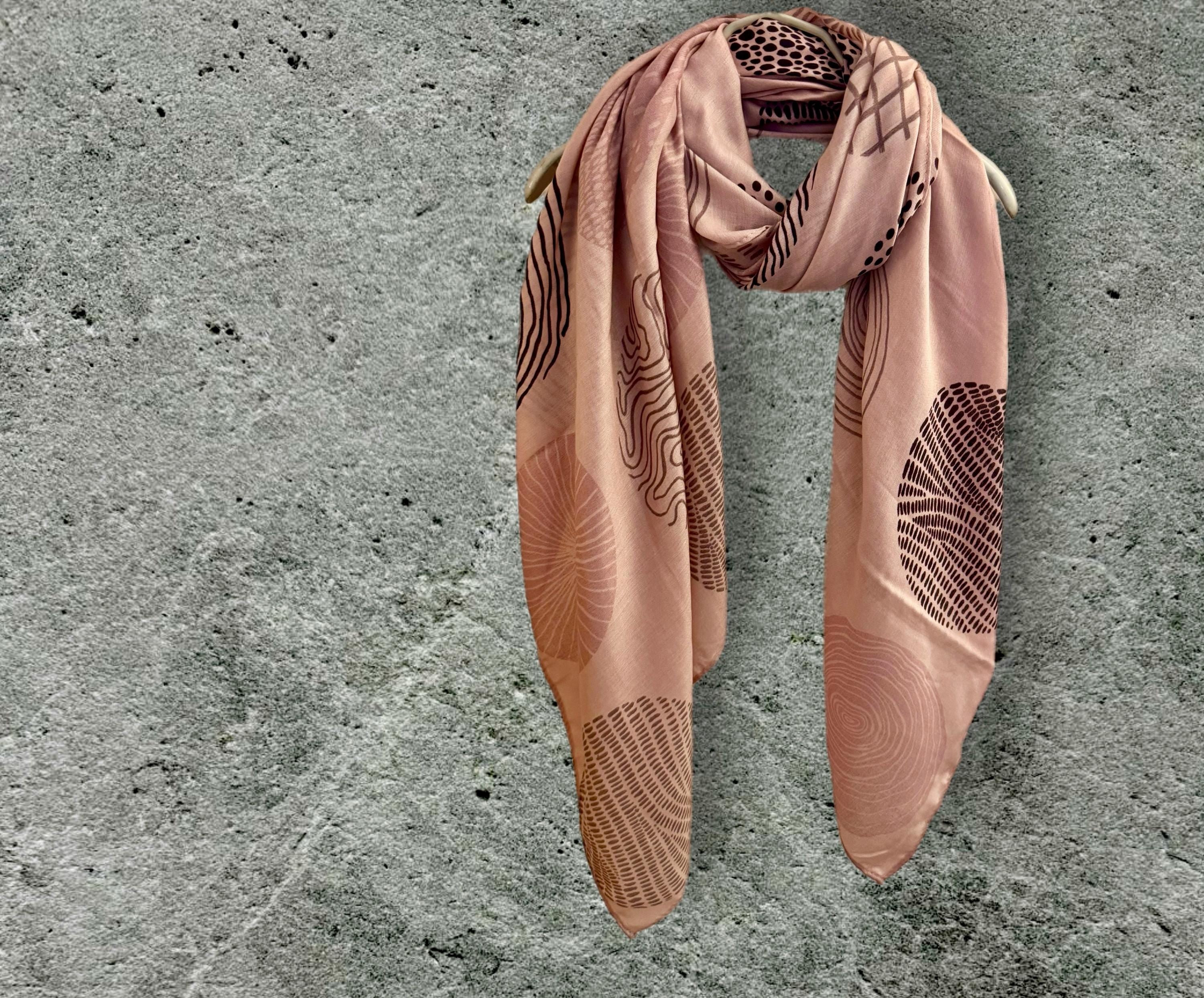 Dusty Pink Scarf Featuring Abstract Circular Designs