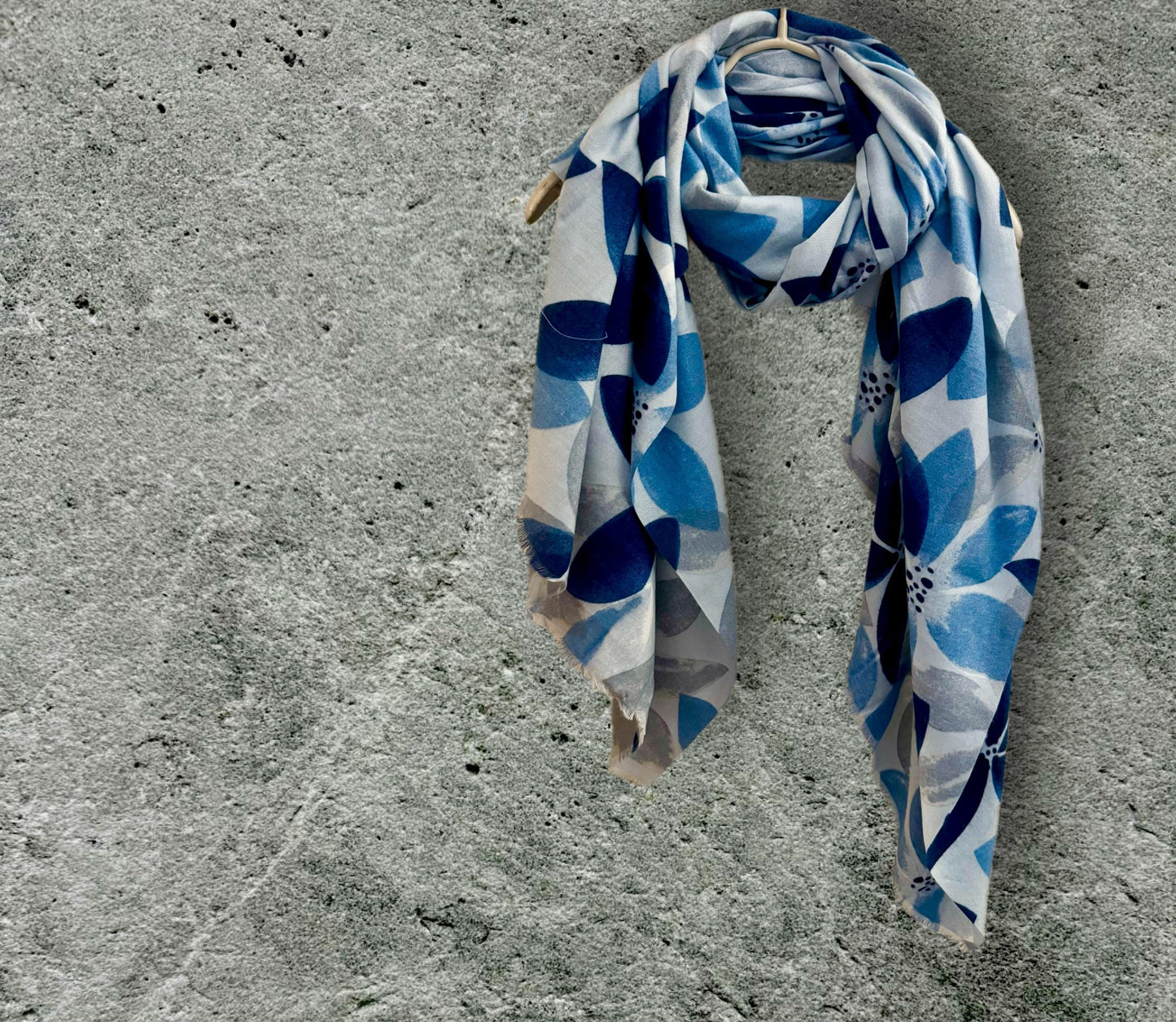 Blue Scarf with Geometric Petals Pattern,Ideal for All Season,A Thoughful Gifts for Her,Mother,Birthday or Christmas