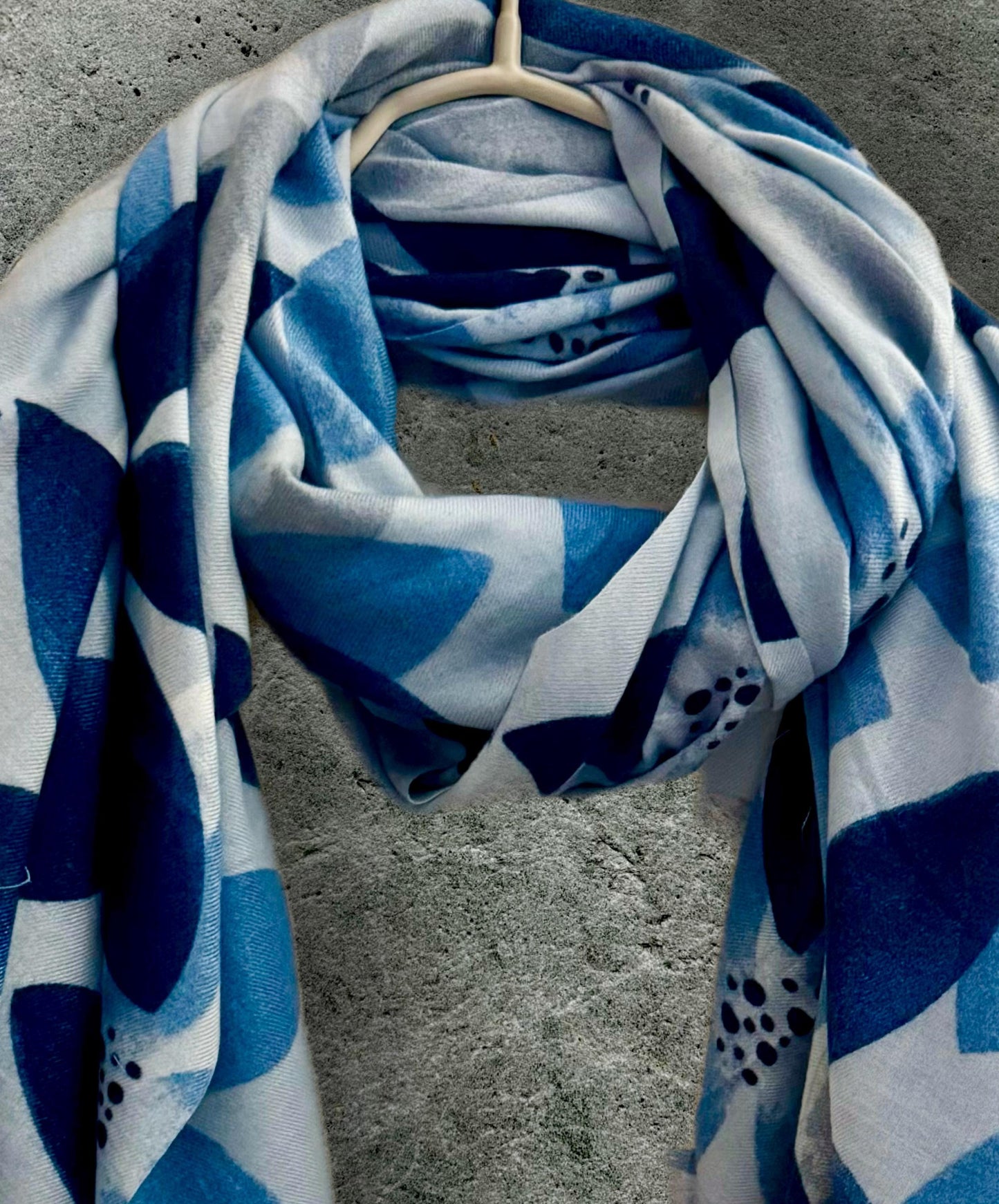 Blue Scarf with Geometric Petals Pattern,Ideal for All Season,A Thoughful Gifts for Her,Mother,Birthday or Christmas