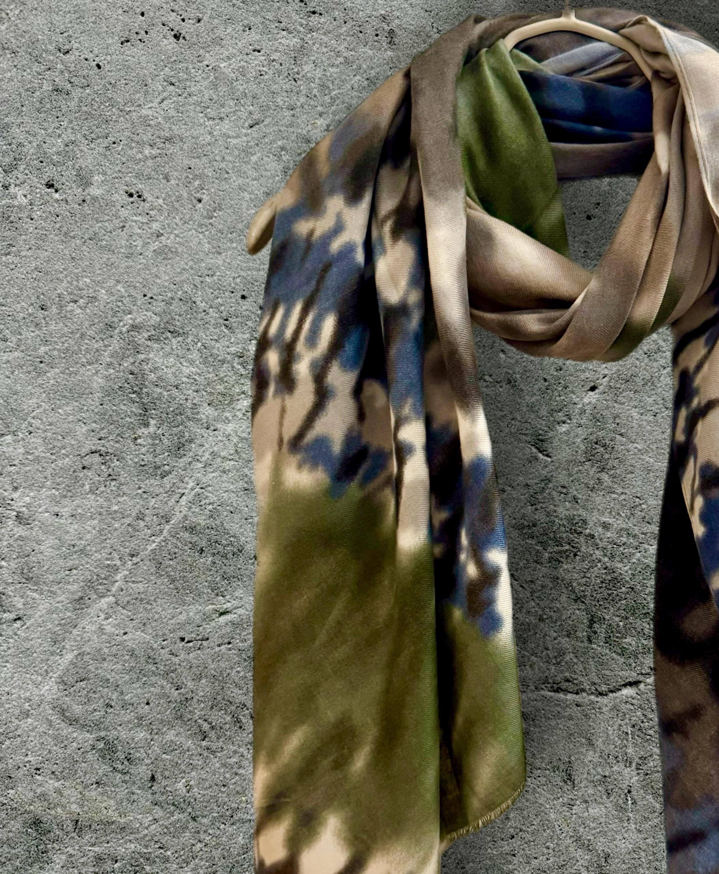 Versatile Tie-Dye Olive Green/Grey Autumn Scarf,Suitable for All season Accessory,Great Gifts for Her,Him,Mom,Birthday or Christmas
