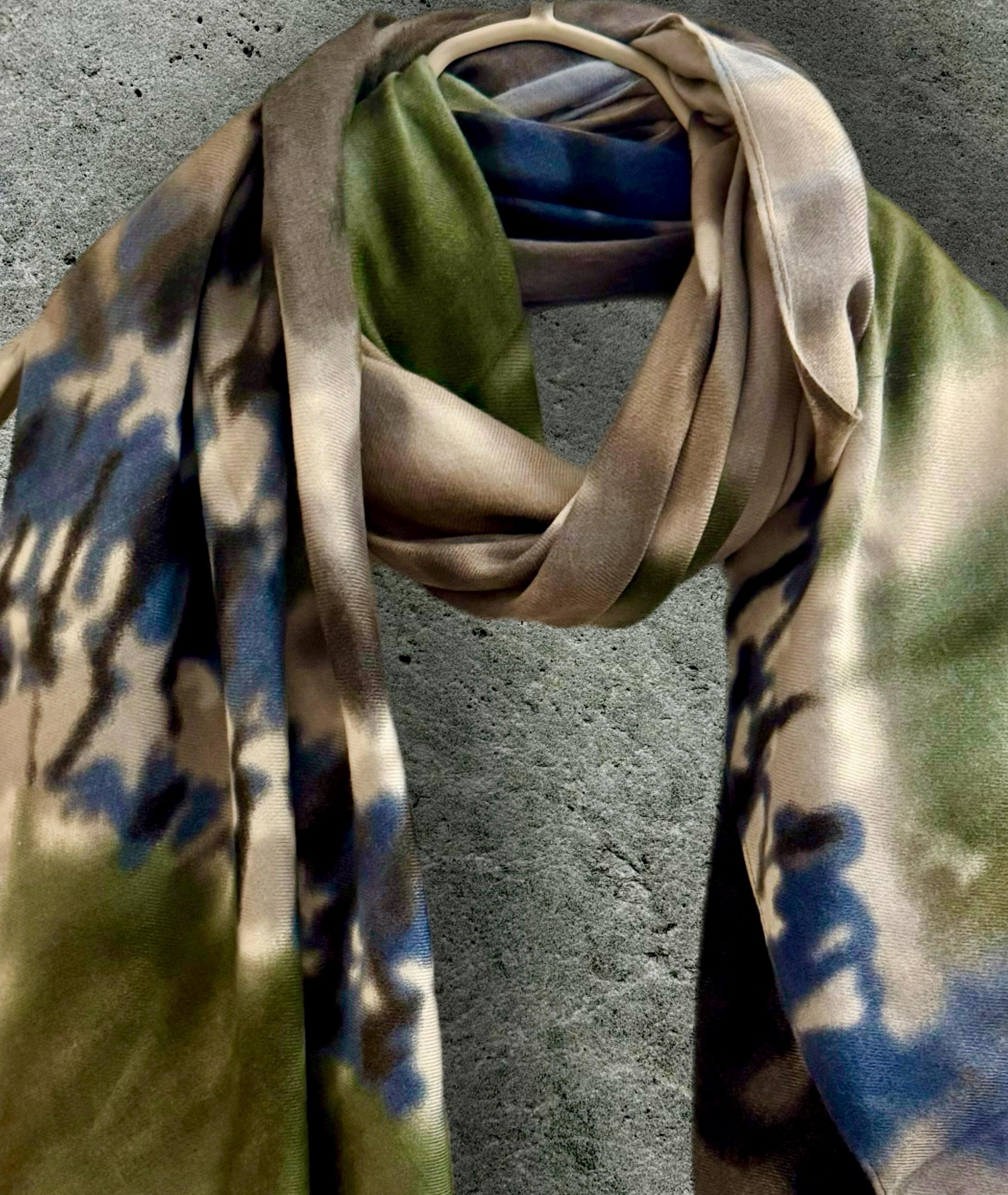 Versatile Tie-Dye Olive Green/Grey Autumn Scarf,Suitable for All season Accessory,Great Gifts for Her,Him,Mom,Birthday or Christmas