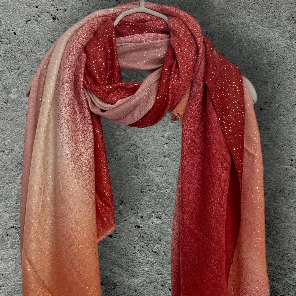 Red Gradient Shimmering Scarf,Elegant Accessory for Parties,Weddings and Celebrations,Great Gifts for Her Birthday or Christmas