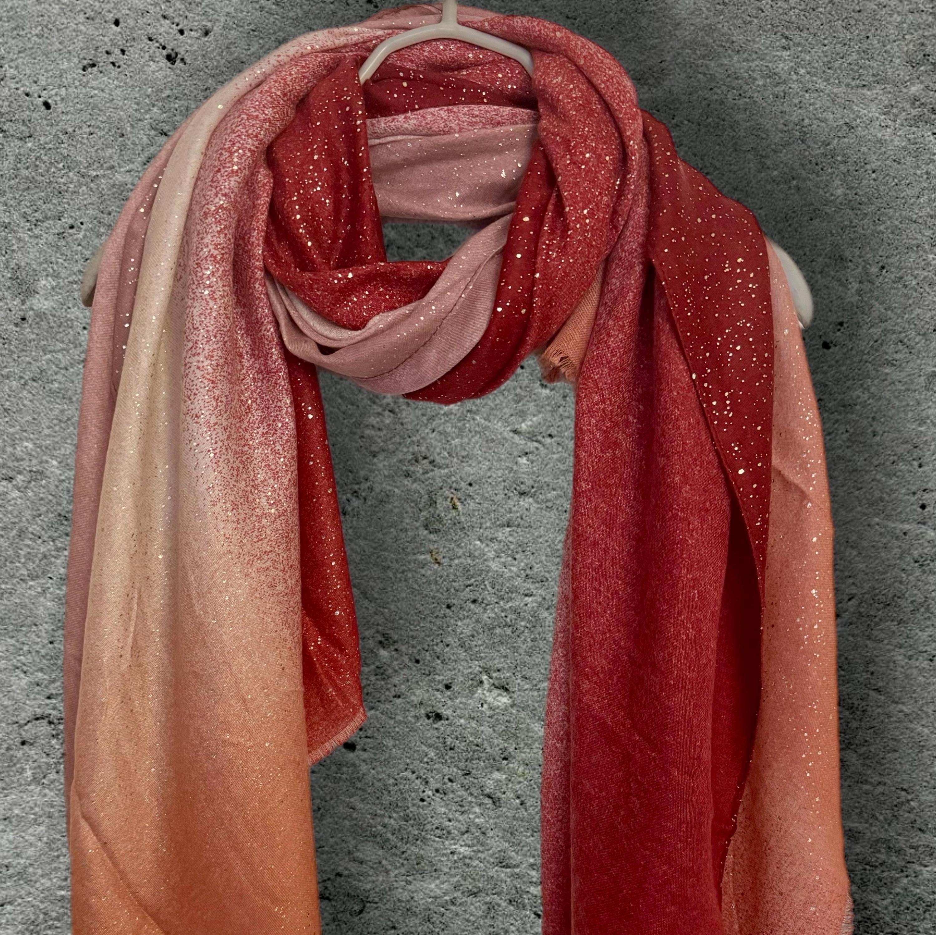 Red Gradient Shimmering Scarf,Elegant Accessory for Parties,Weddings and Celebrations,Great Gifts for Her Birthday or Christmas