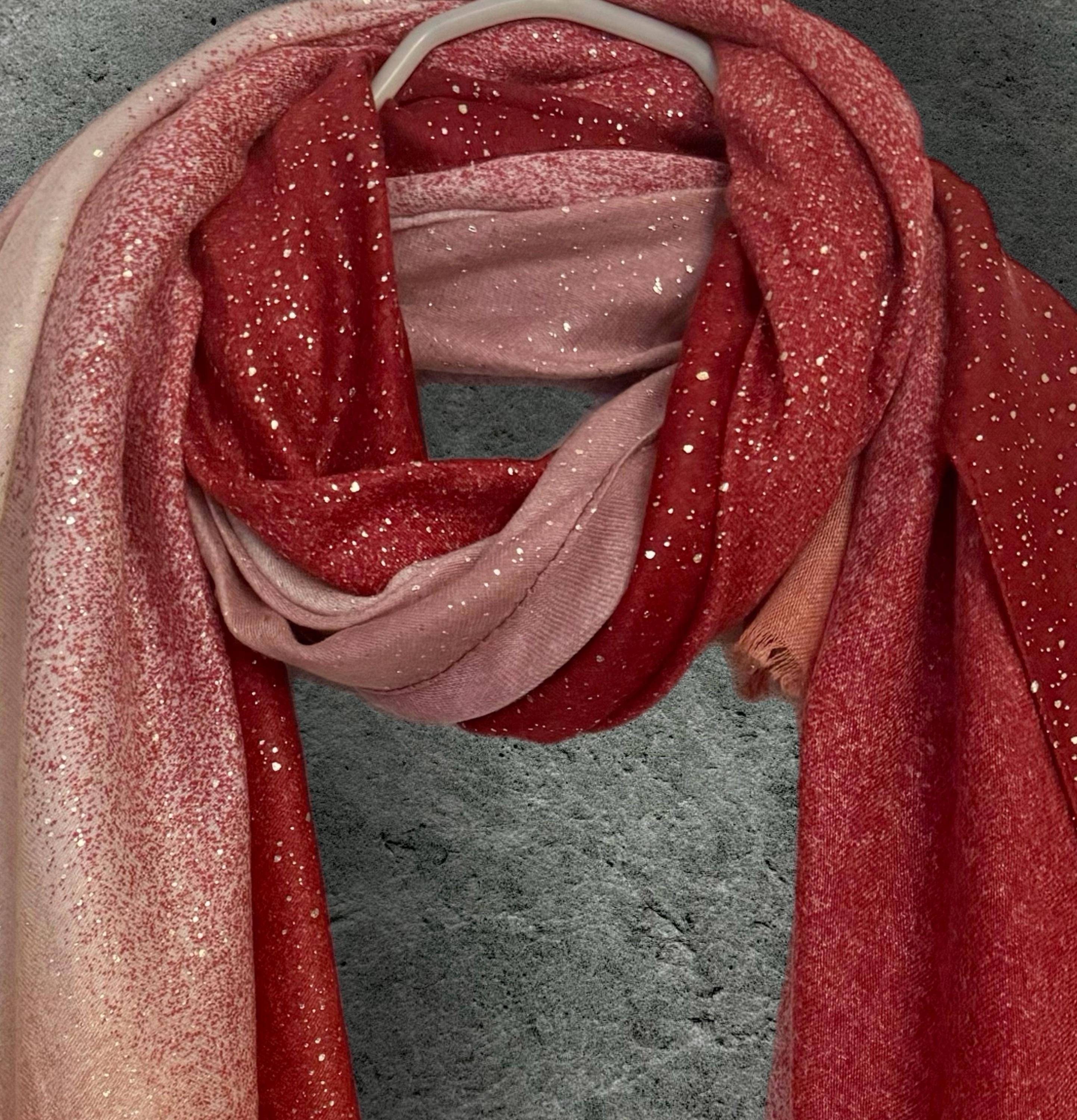 Red Gradient Shimmering Scarf,Elegant Accessory for Parties,Weddings and Celebrations,Great Gifts for Her Birthday or Christmas