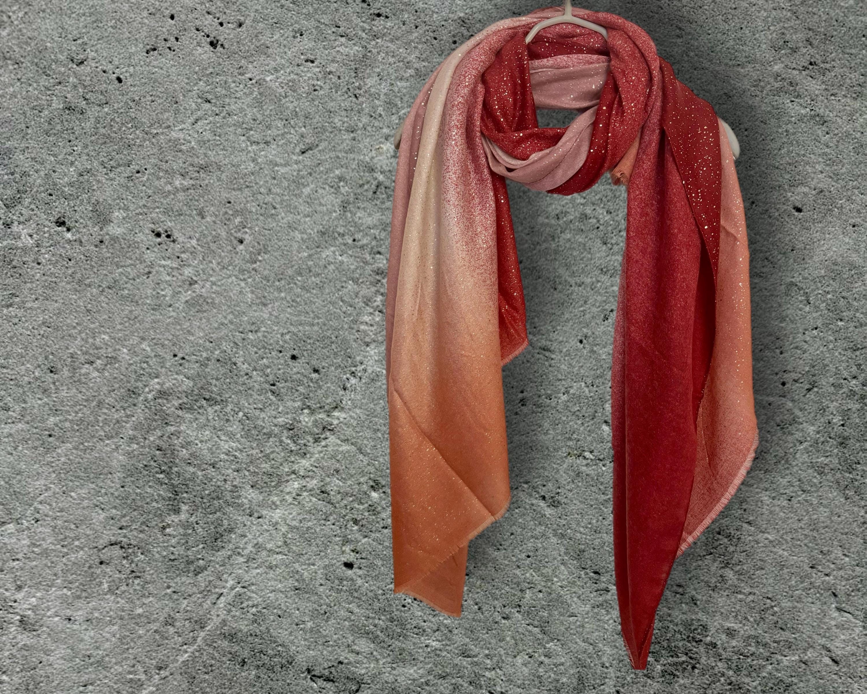 Red Gradient Shimmering Scarf,Elegant Accessory for Parties,Weddings and Celebrations,Great Gifts for Her Birthday or Christmas