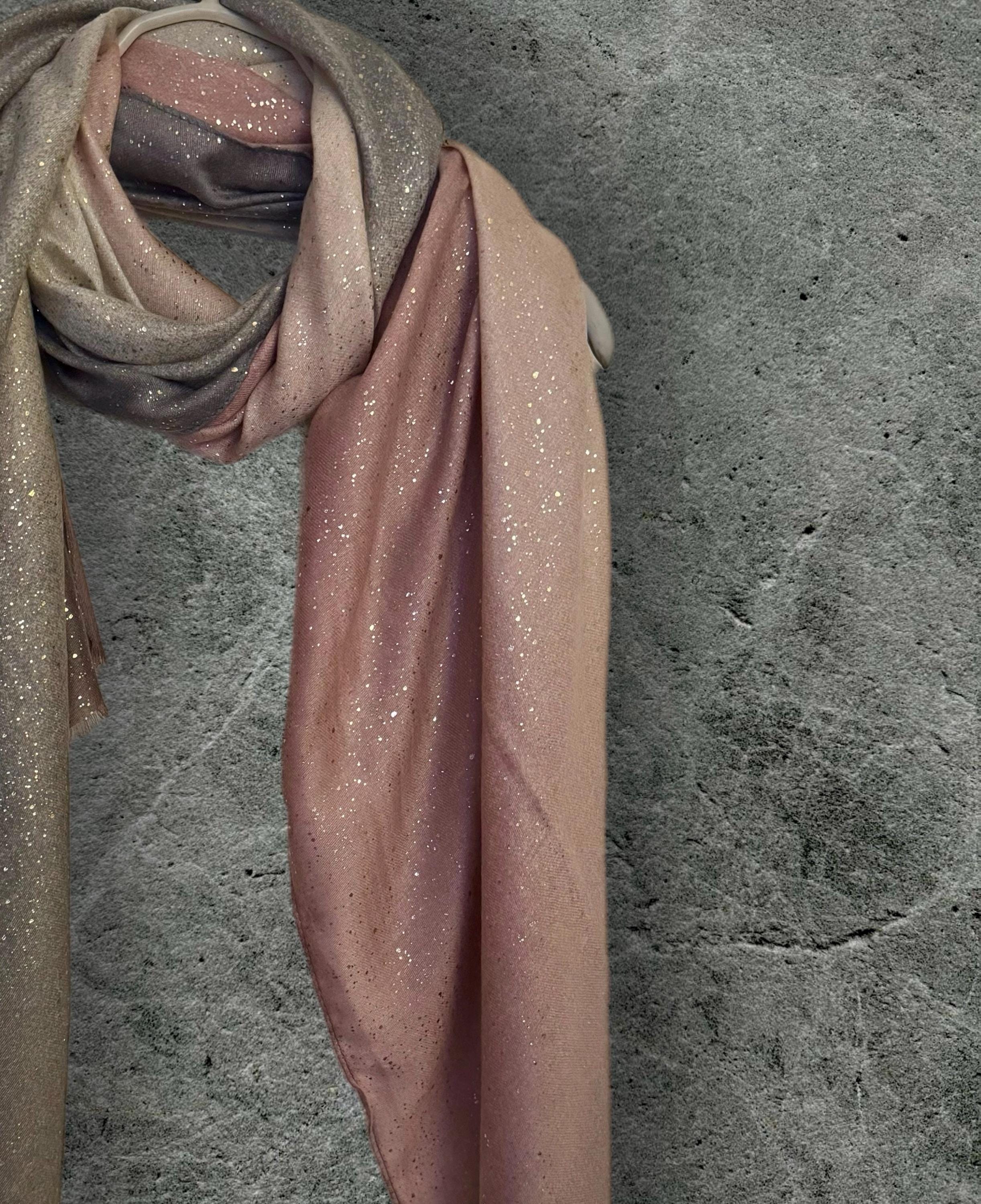 Shimmering Pink,Beige,Grey Gradient Scarf,Ideal for Special Occasions,Evening,Wedding,A Thoughtful Gifts for Her Birthday or Christmas