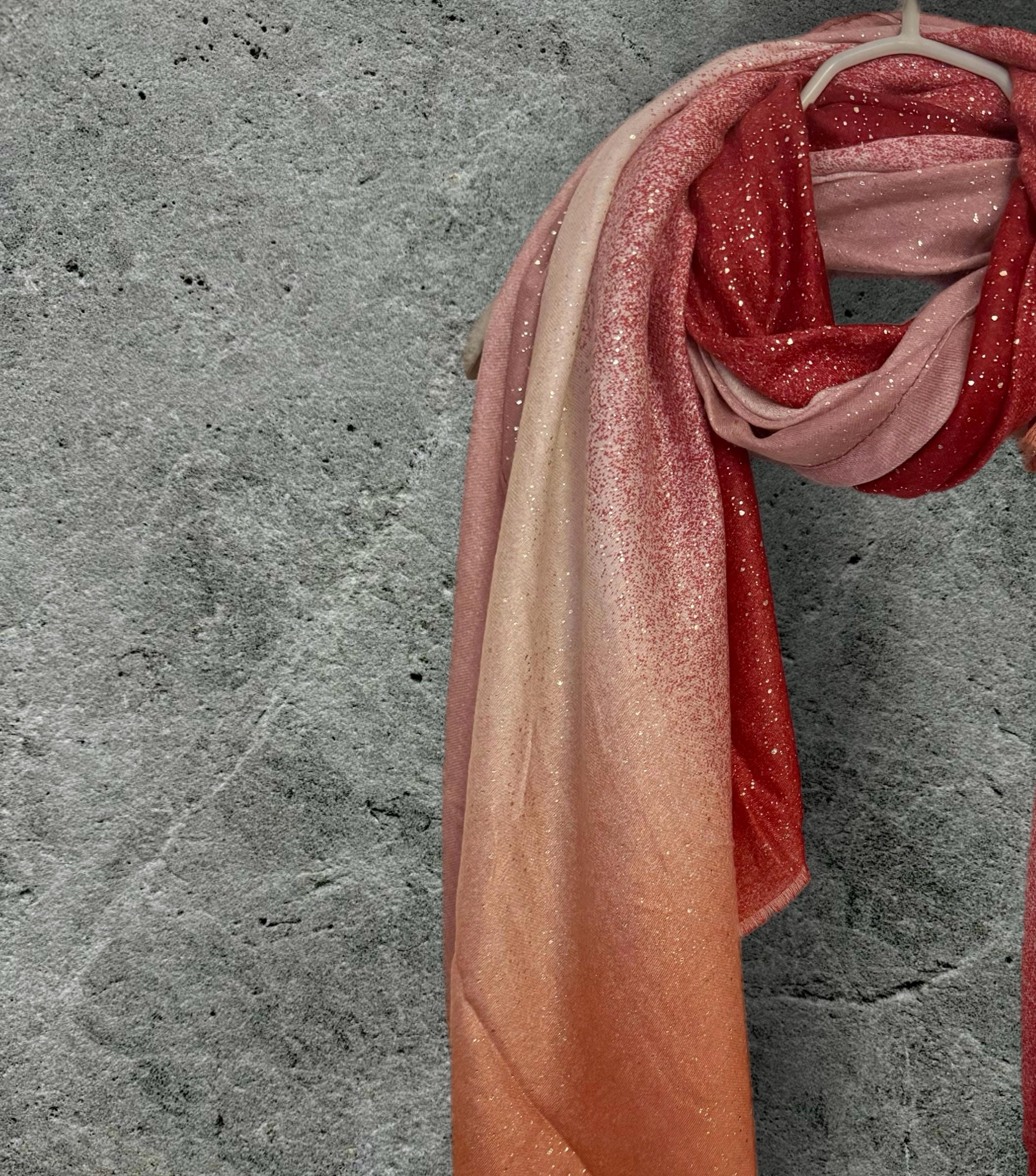 Red Gradient Shimmering Scarf,Elegant Accessory for Parties,Weddings and Celebrations,Great Gifts for Her Birthday or Christmas