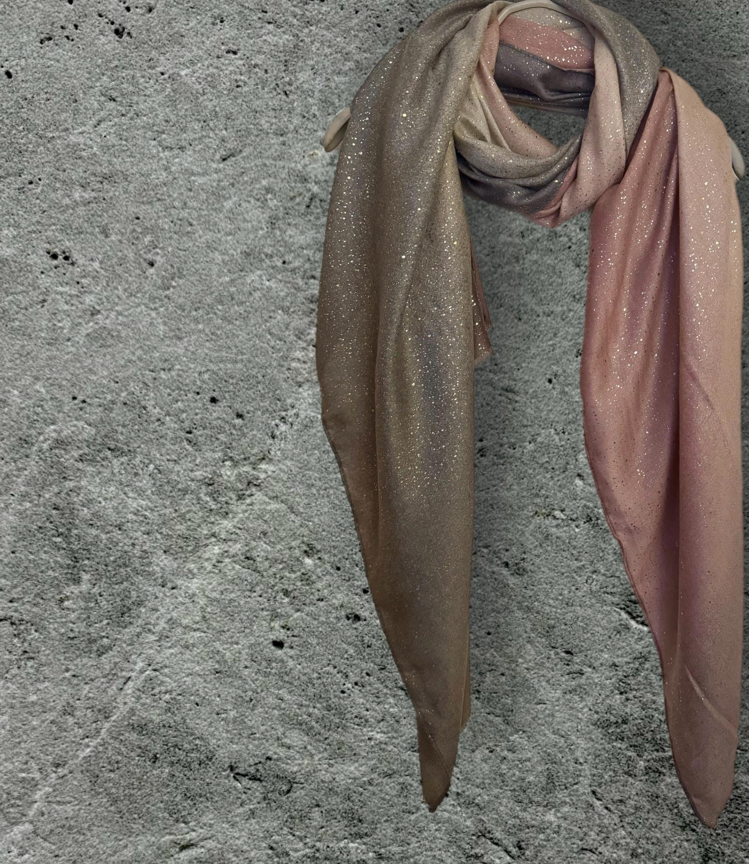 Shimmering Pink,Beige,Grey Gradient Scarf,Ideal for Special Occasions,Evening,Wedding,A Thoughtful Gifts for Her Birthday or Christmas