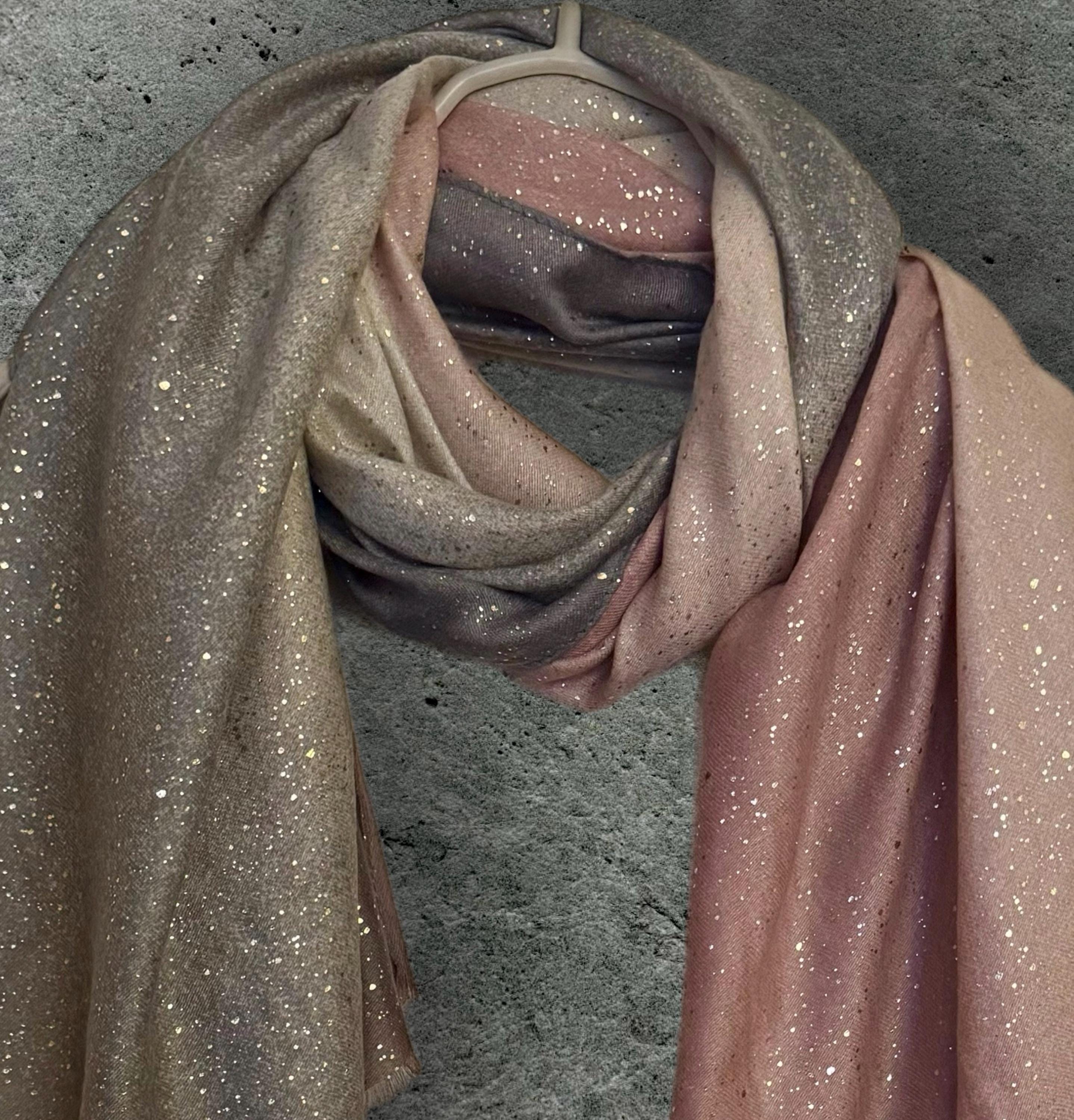 Shimmering Pink,Beige,Grey Gradient Scarf,Ideal for Special Occasions,Evening,Wedding,A Thoughtful Gifts for Her Birthday or Christmas