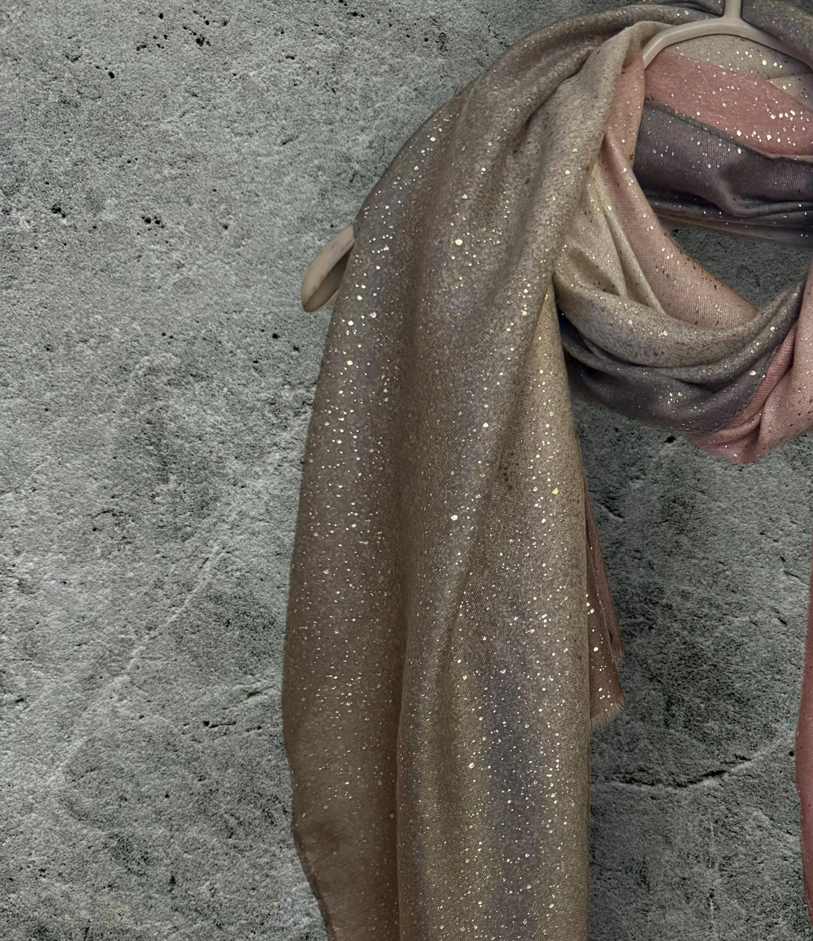 Shimmering Pink,Beige,Grey Gradient Scarf,Ideal for Special Occasions,Evening,Wedding,A Thoughtful Gifts for Her Birthday or Christmas
