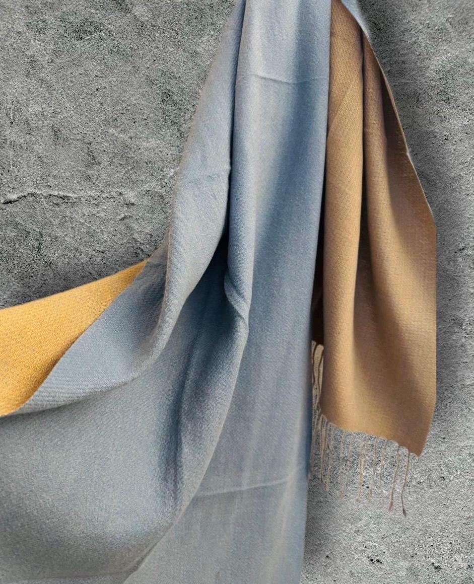 Light Blue & Beige Winter Scarf for Women,Ultra Soft Double-Sided Shawl,Warm,Lightweight and Elegant Gift for Her