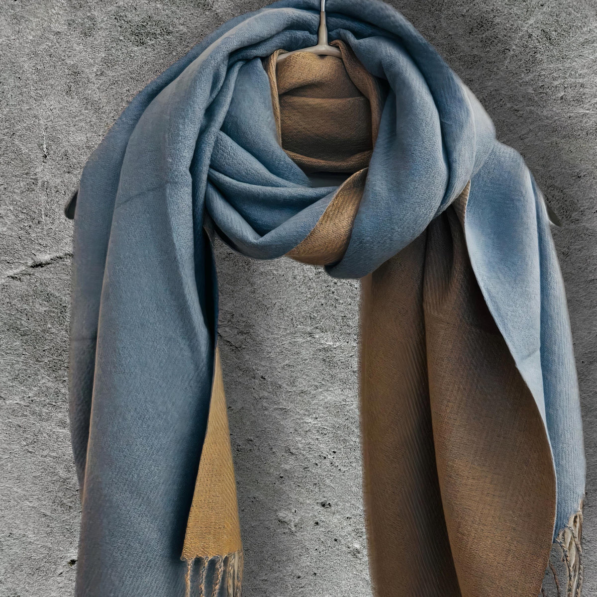 Light Blue & Beige Winter Scarf for Women,Ultra Soft Double-Sided Shawl,Warm,Lightweight and Elegant Gift for Her